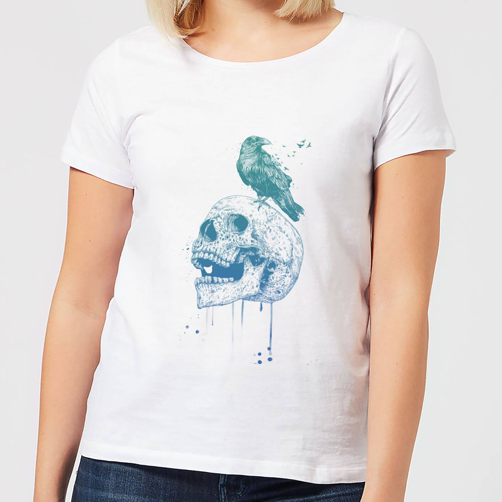 Balazs Solti Skull And Crow Women's T-Shirt - White - 4XL - White
