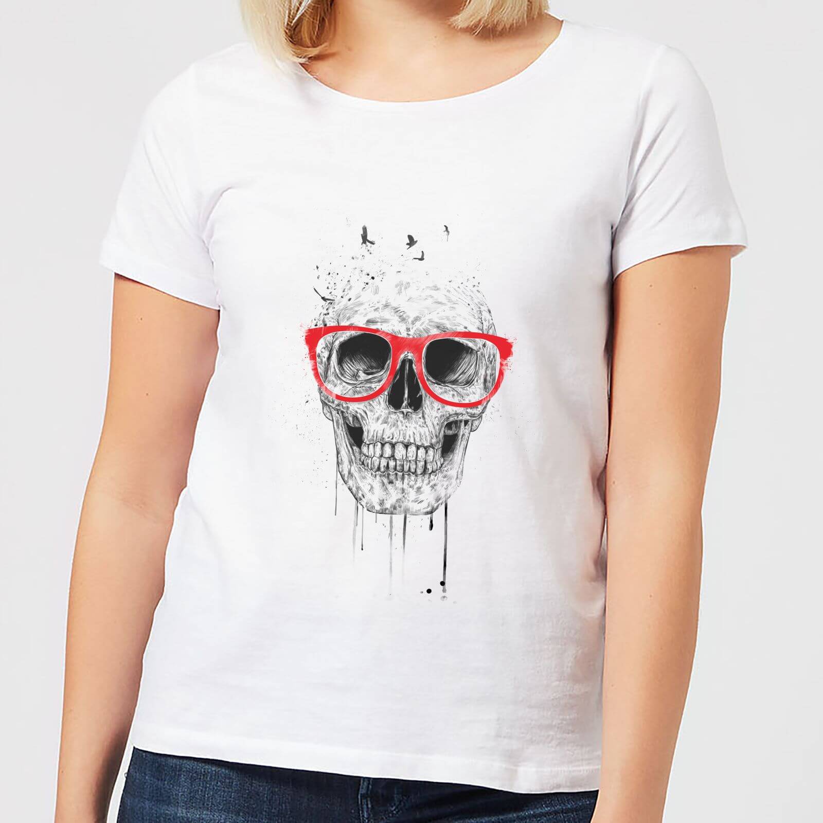 Balazs Solti Skull And Glasses Women's T-Shirt - White - 4XL - White