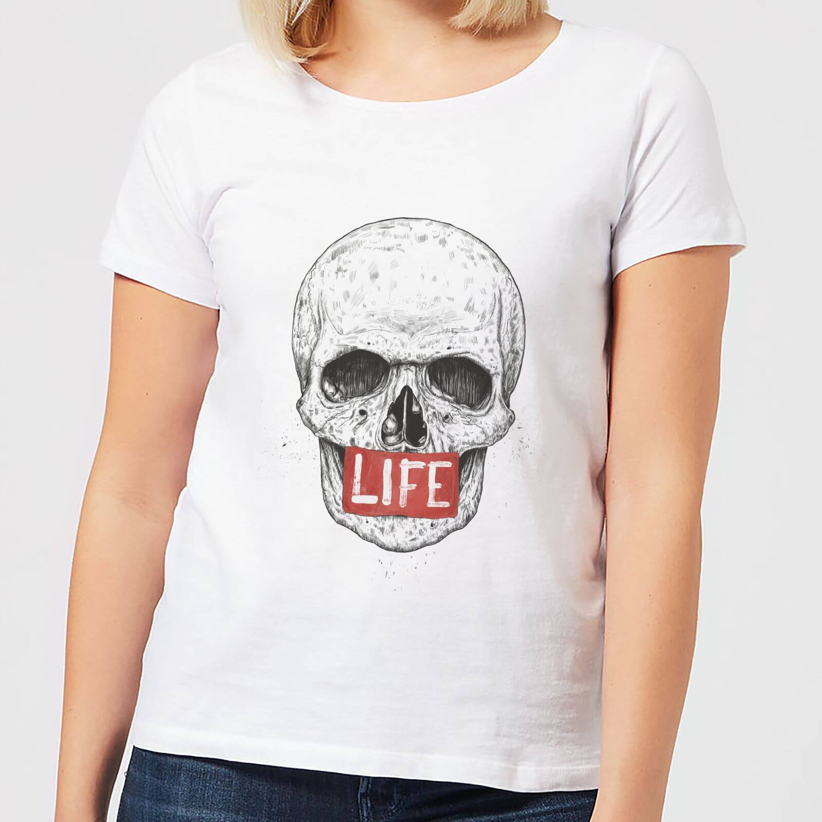 Balazs Solti Life Skull Women's T-Shirt - White - 4XL - White