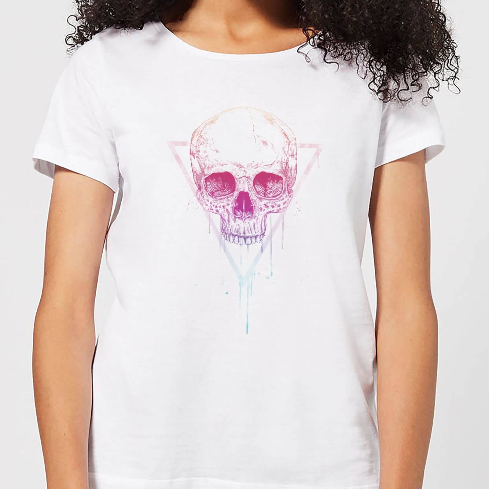 Balazs Solti Colourful Skull Women's T-Shirt - White - 4XL - White