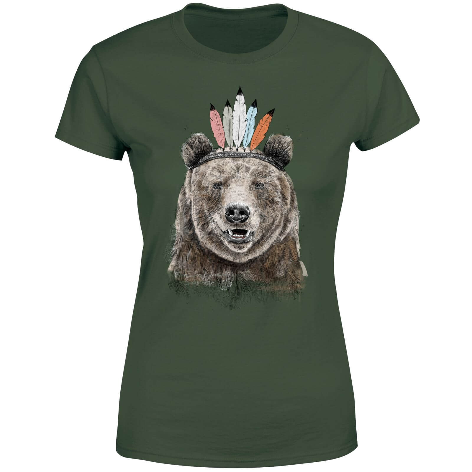Balazs Solti Native Bear Women's T-Shirt - Forest Green - S - Forest Green