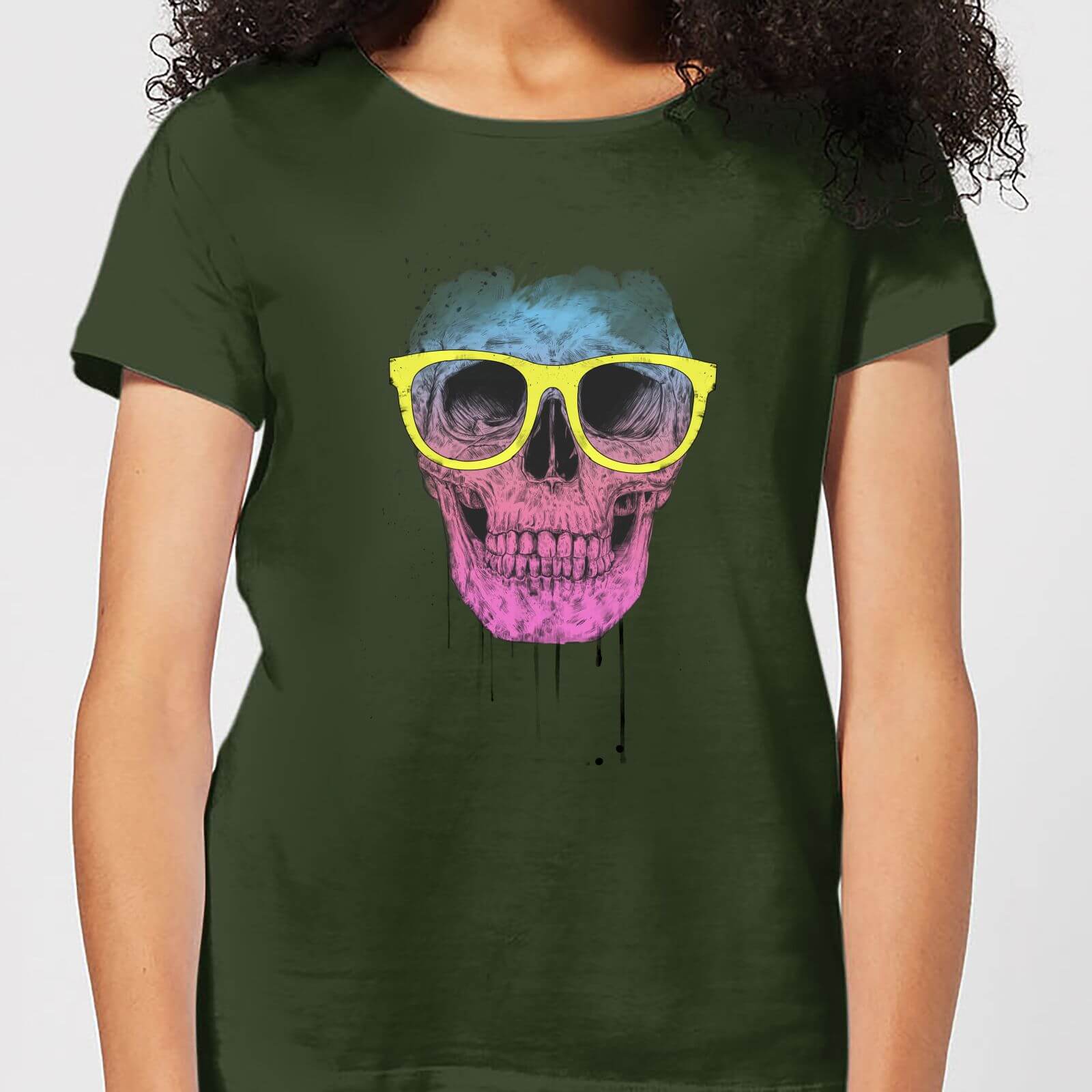 Balazs Solti Skull And Glasses Women's T-Shirt - Forest Green - S - Forest Green