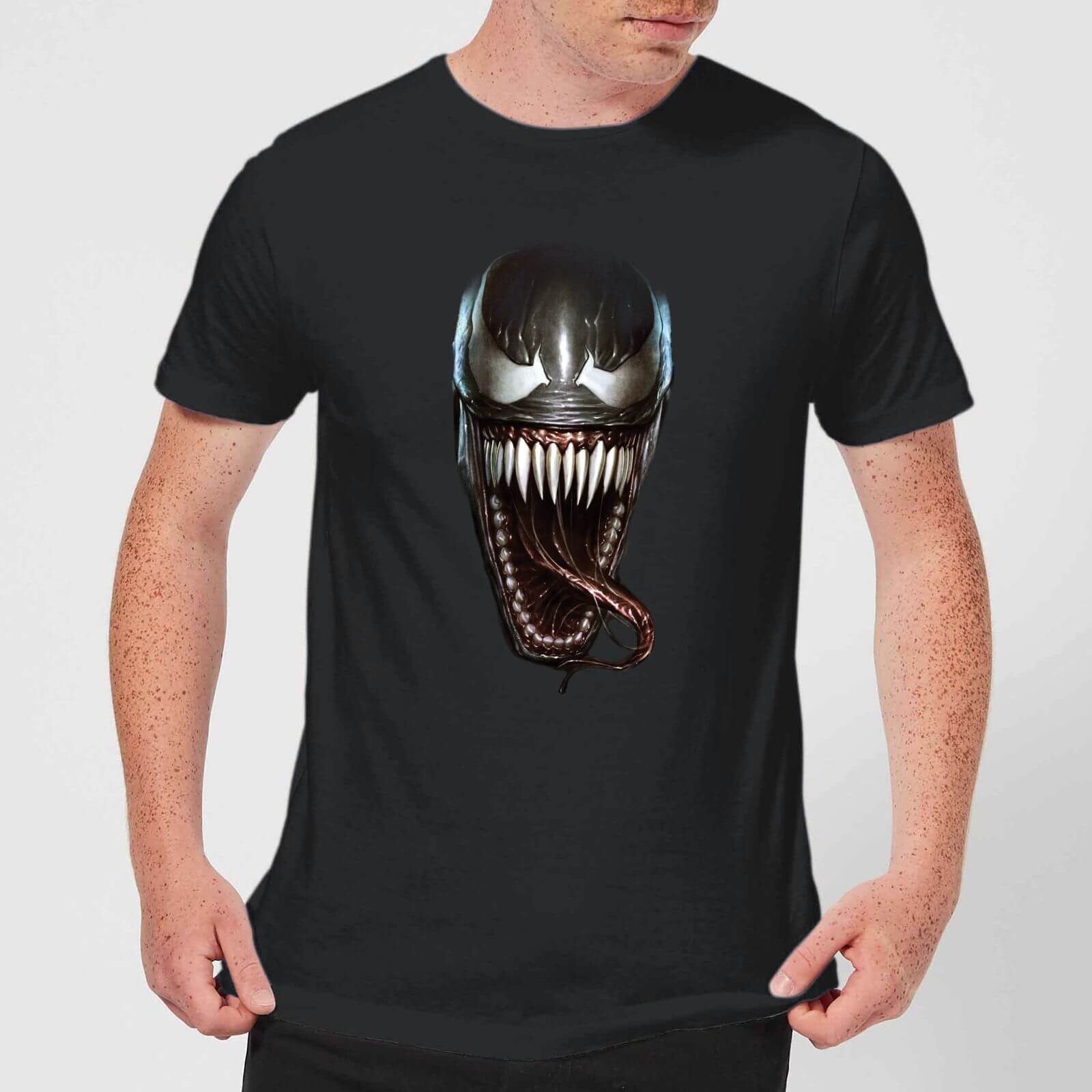 Venom Face Photographic Herren T-Shirt - Schwarz - M - Schwarz
