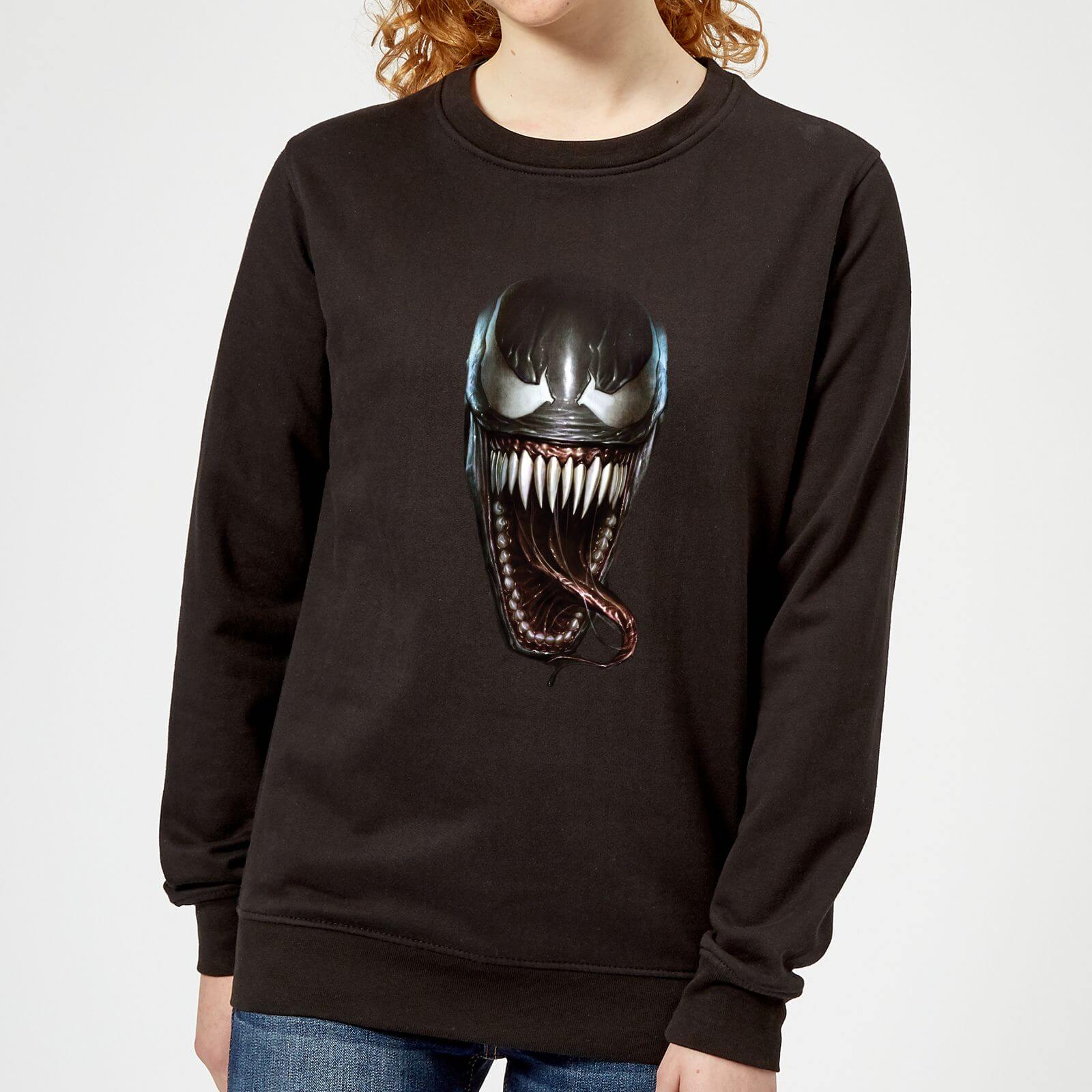 Venom Face Photographic Damen Pullover - Schwarz - M - Schwarz