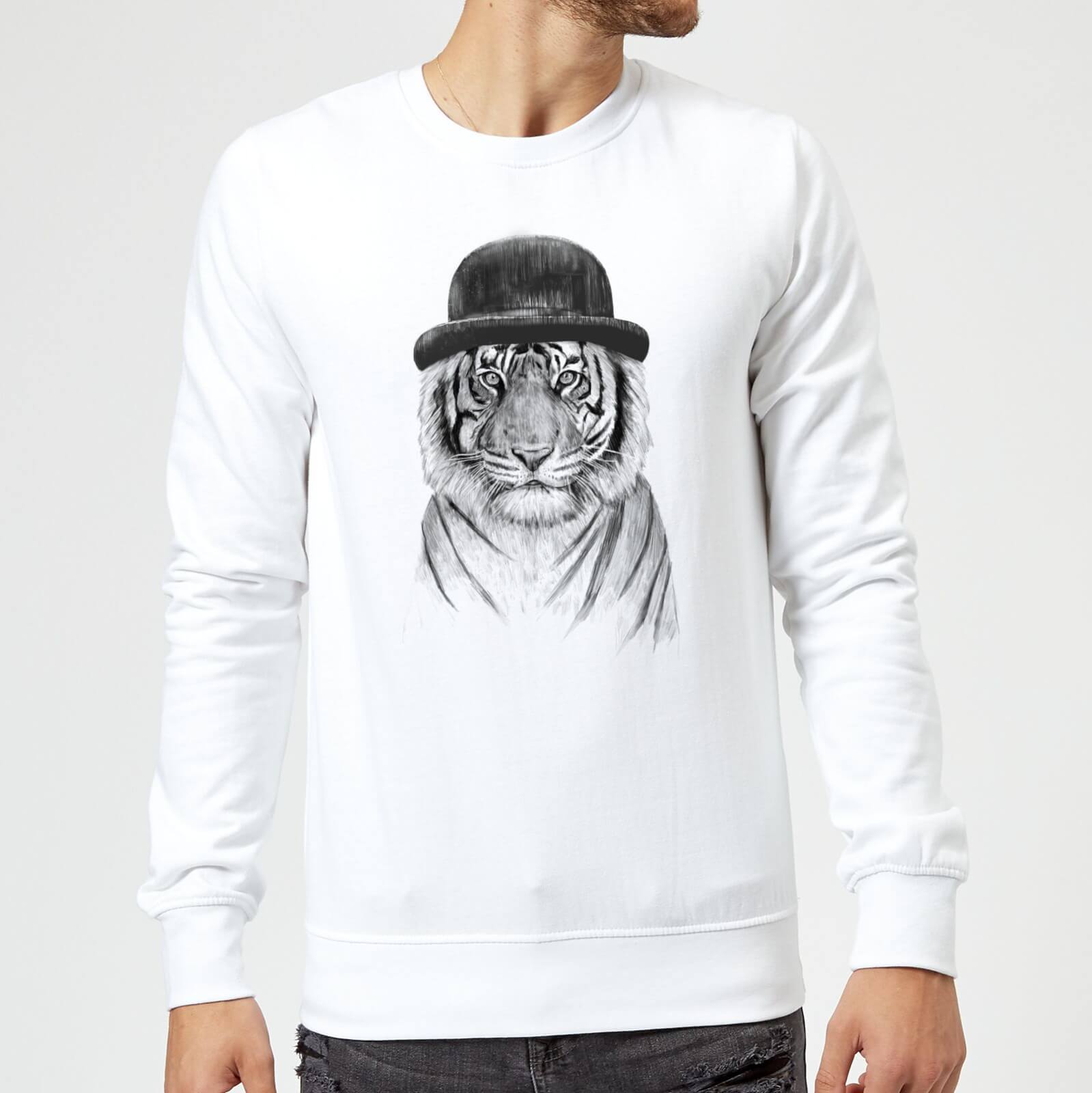 Balazs Solti Tiger In A Hat Sweatshirt - White - S - White