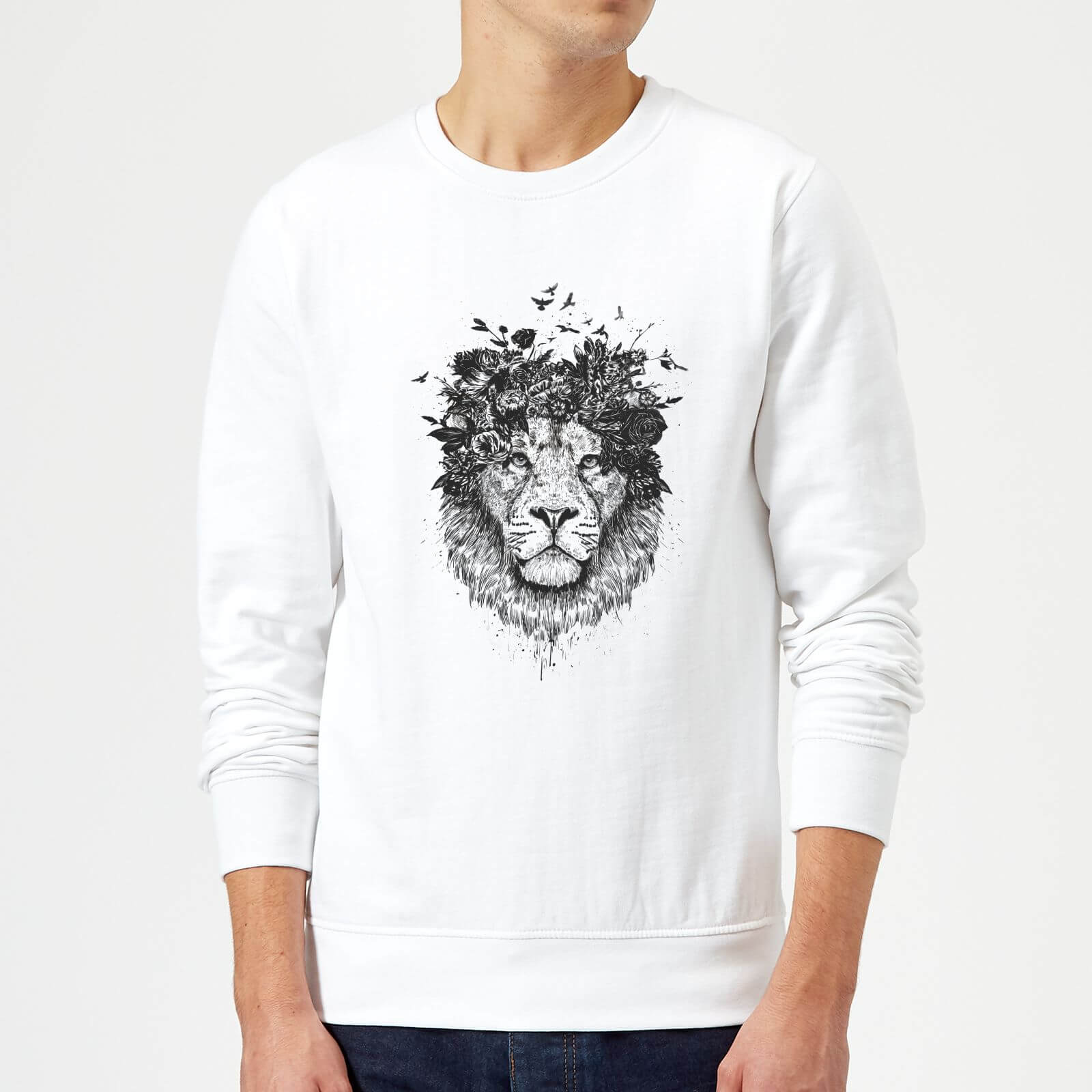 Balazs Solti Lion And Flowers Sweatshirt - White - L - White