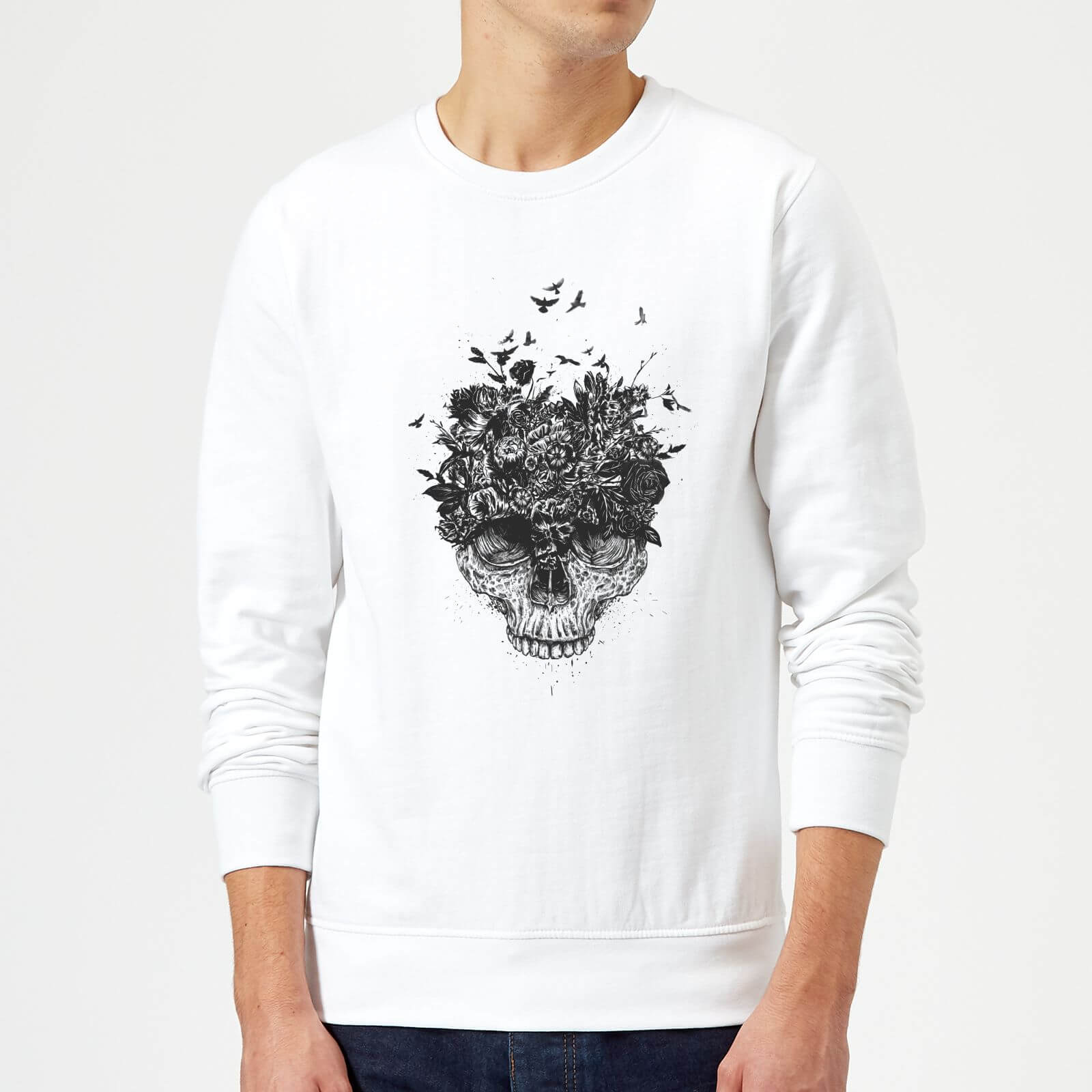 Balazs Solti Skulls And Flowers Sweatshirt - White - S - White
