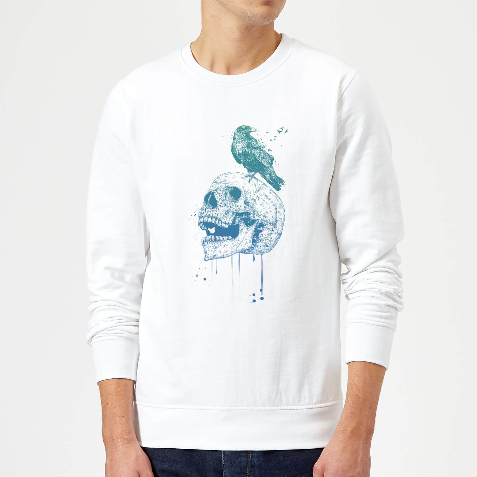 Balazs Solti Skull And Crow Sweatshirt - White - XXL - White