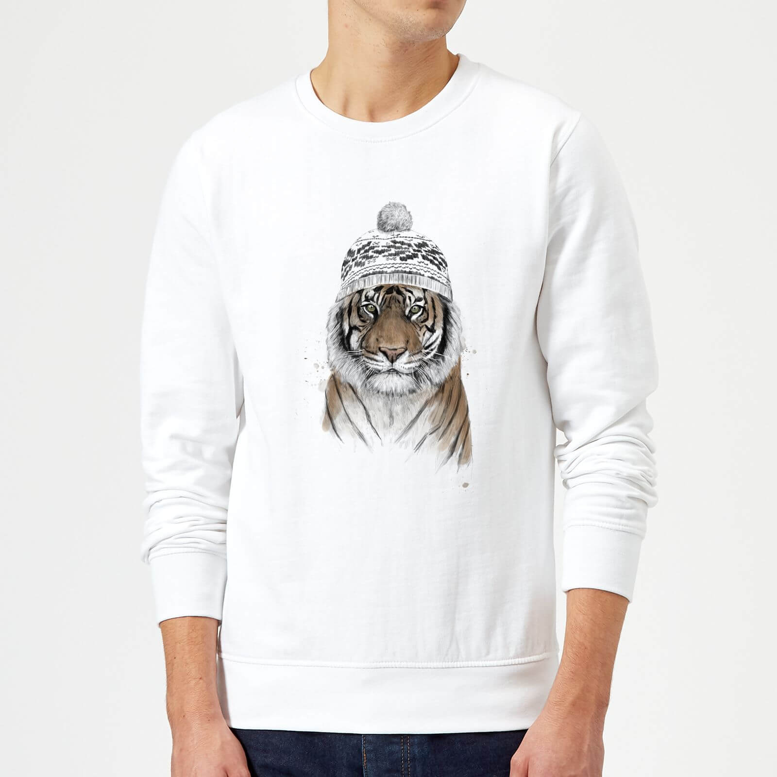 Balazs Solti Winter Tiger Sweatshirt - White - S - White