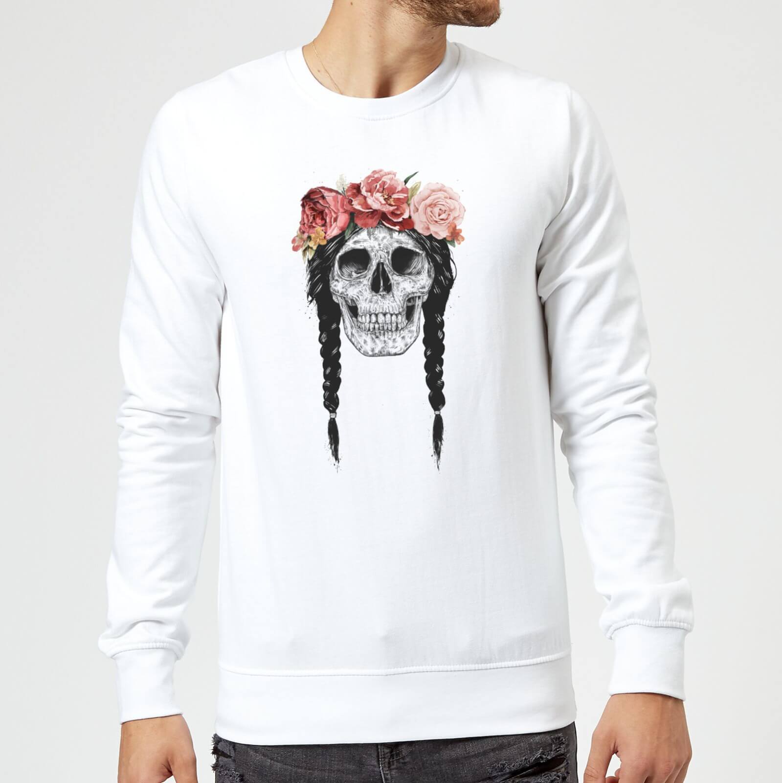 Balazs Solti Skull And Flowers Sweatshirt - White - S - White