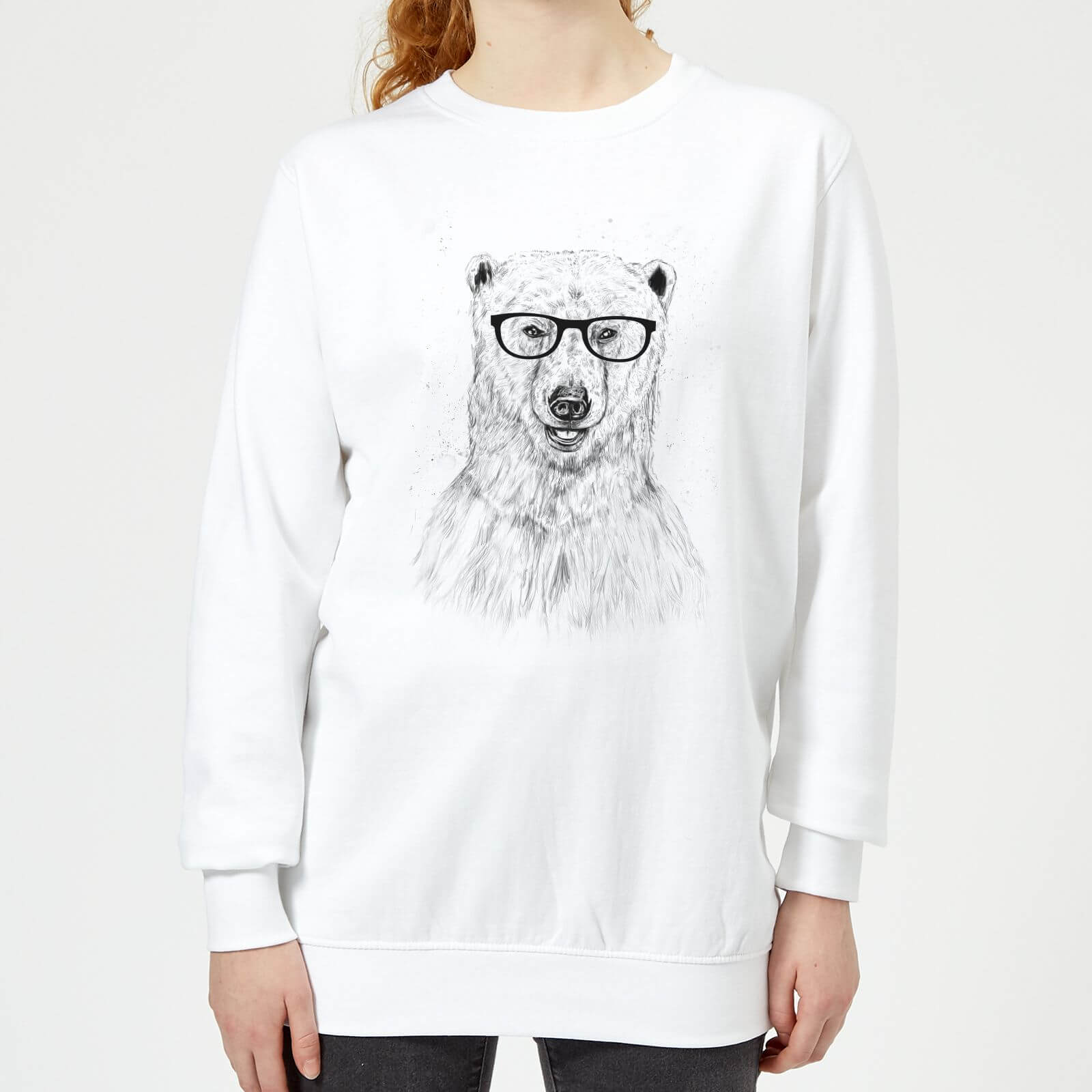 Polar Bear And Glasses Women's Sweatshirt - White - XS - White