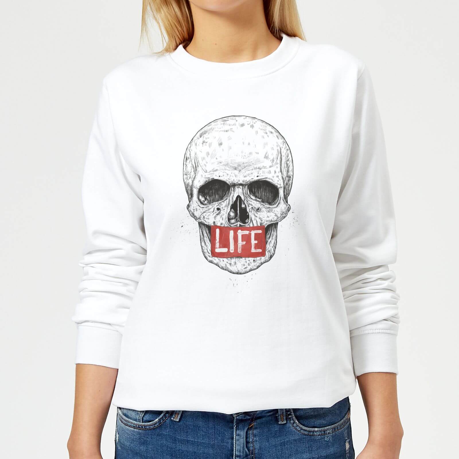 Life Skull Women's Sweatshirt - White - XS - White
