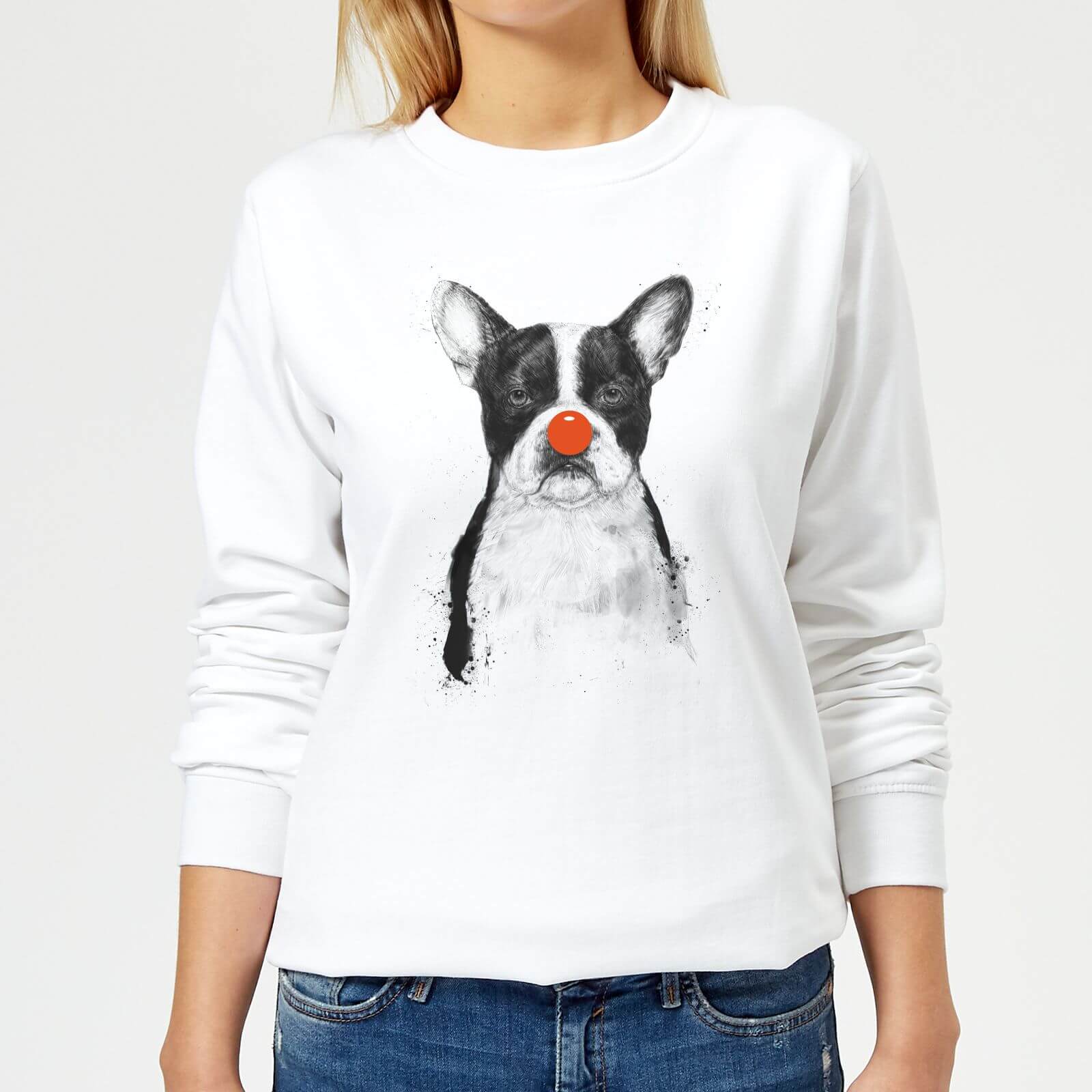 Red Nosed Bulldog Women's Sweatshirt - White - S - White