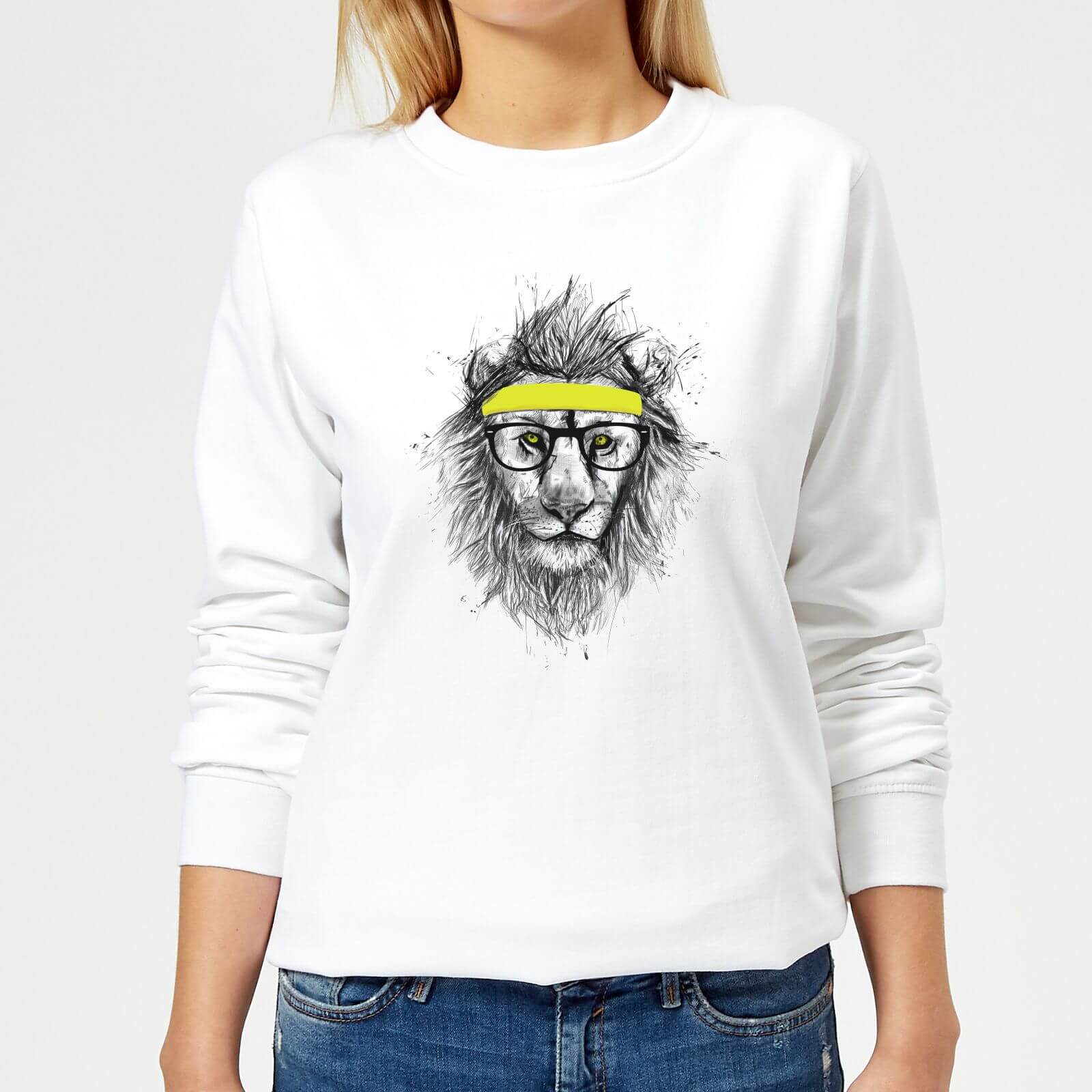 Lion And Sweatband Women's Sweatshirt - White - XS - White