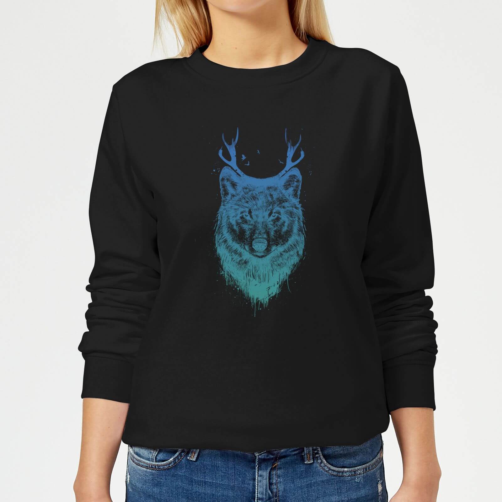 Wolf Women's Sweatshirt - Black - 5XL - Black