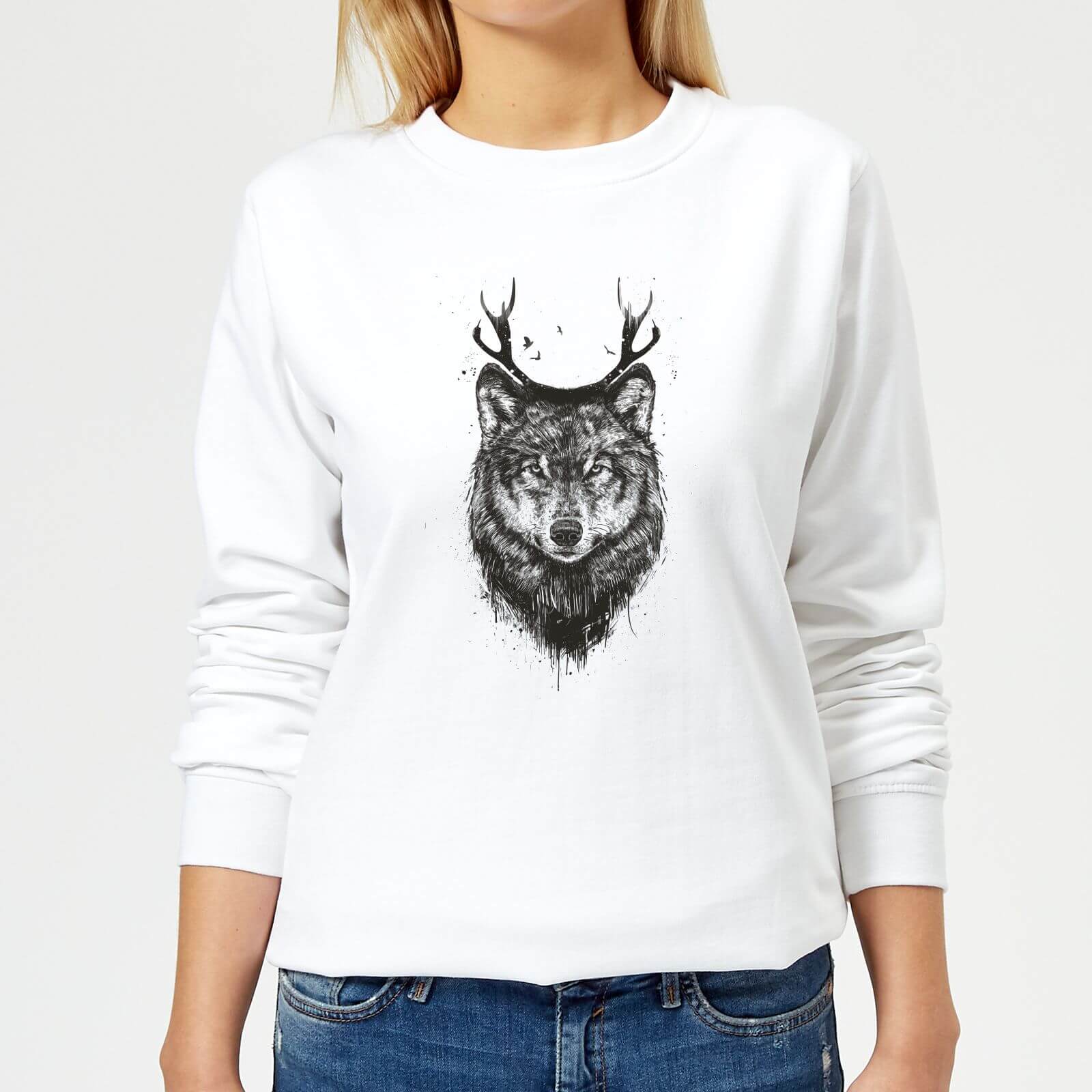 Wolf Women's Sweatshirt - White - XS - White