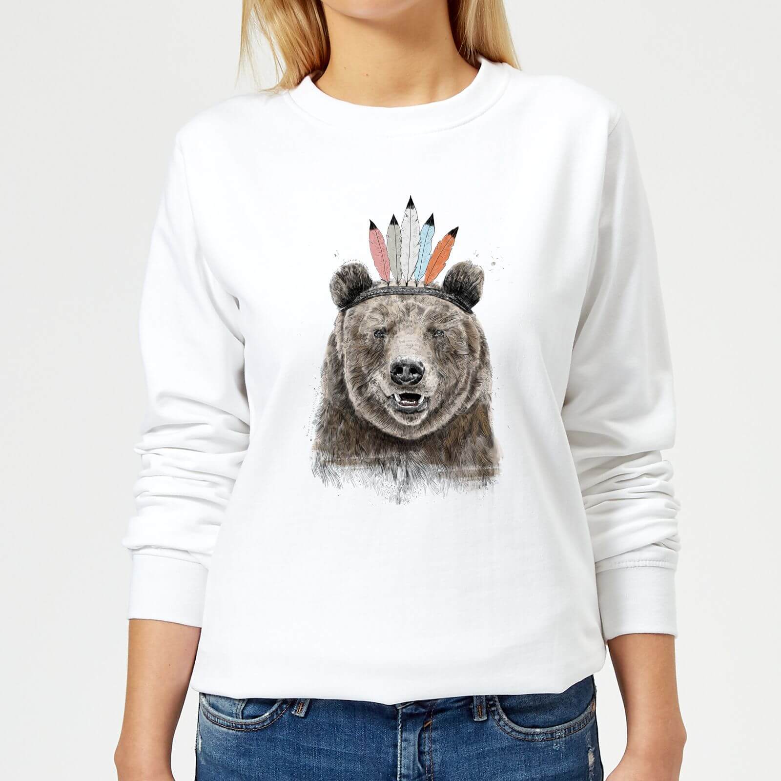 Native Bear Women's Sweatshirt - White - XS - White