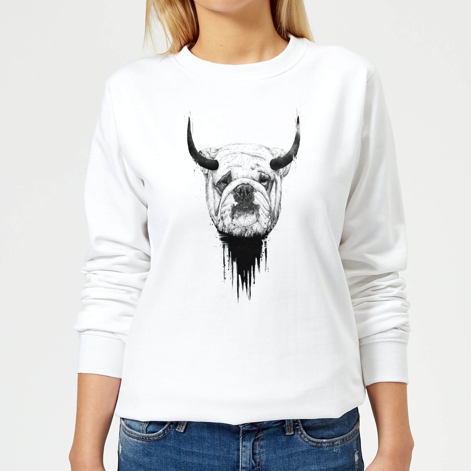 English Bulldog Women's Sweatshirt - White - XS - White