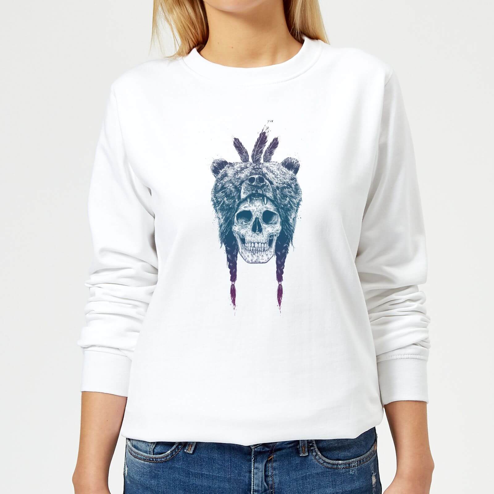 Bear Head Women's Sweatshirt - White - XS - White