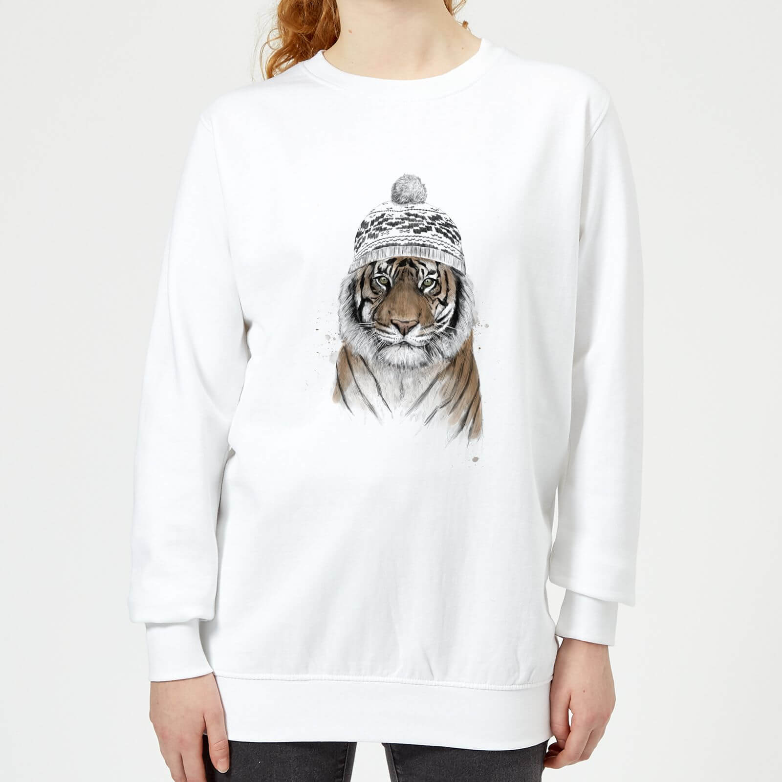 Winter Tiger Women's Sweatshirt - White - XS - White