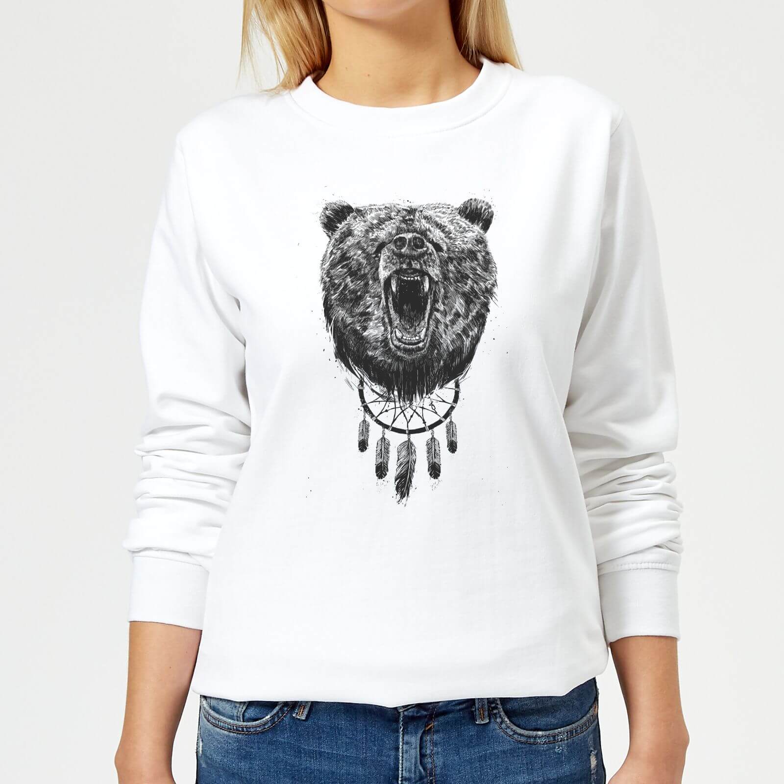 Dreamcatcher Bear Women's Sweatshirt - White - XS - White