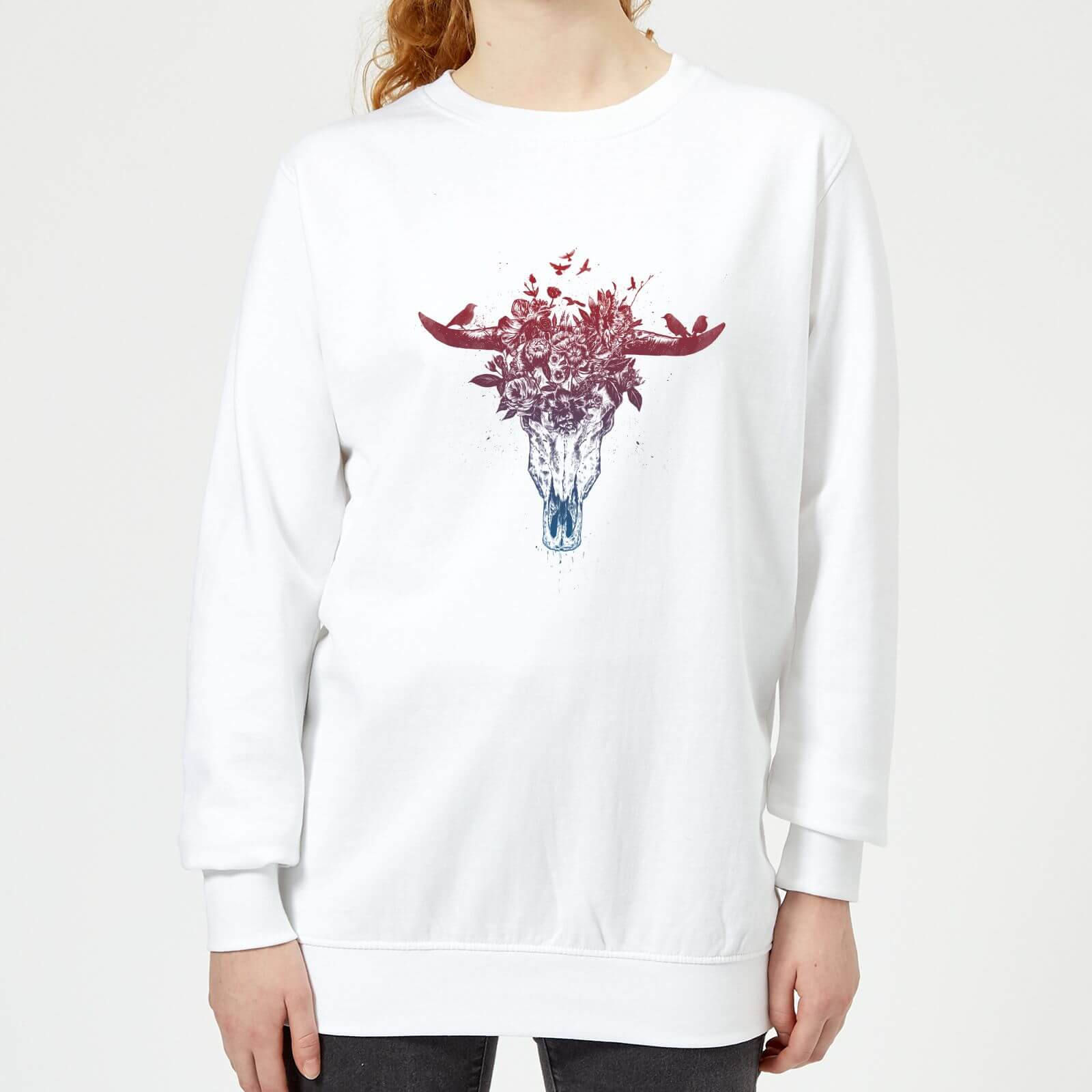 Skulls And Flowers Women's Sweatshirt - White - XS - White