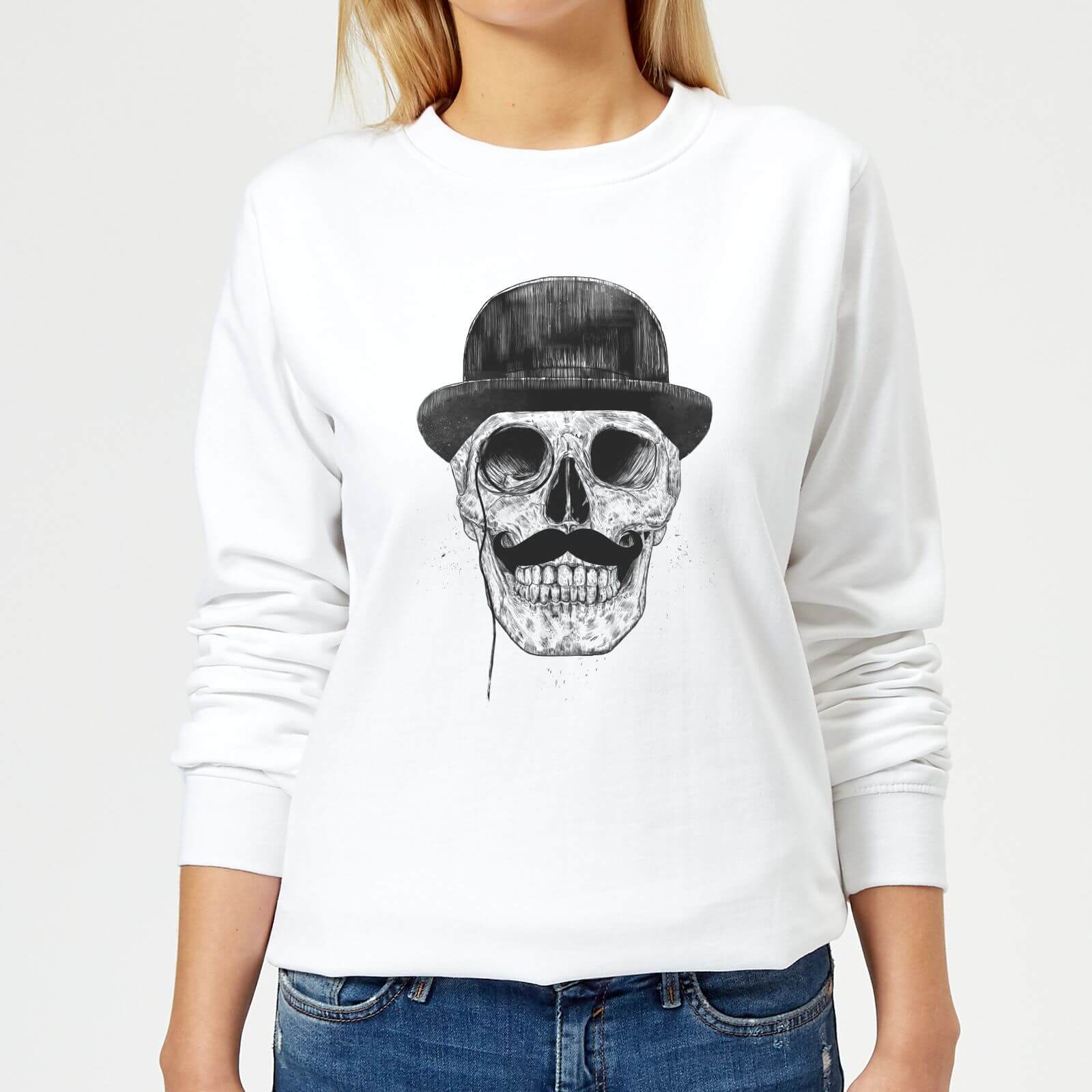 Monocle Skull Women's Sweatshirt - White - XS - White