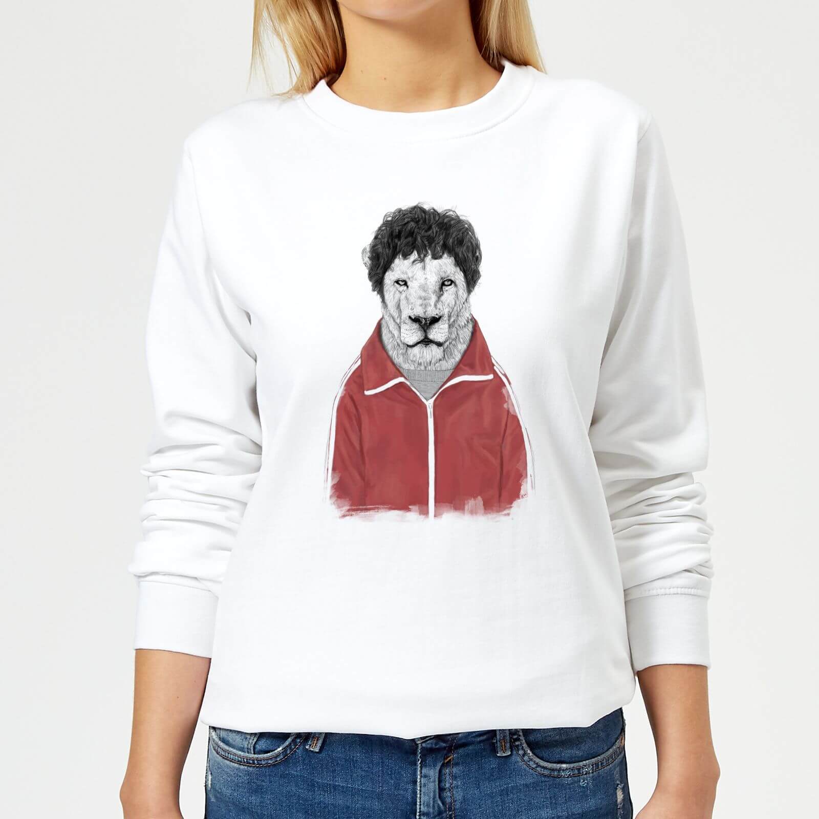 Sporty Lion Women's Sweatshirt - White - XS - White