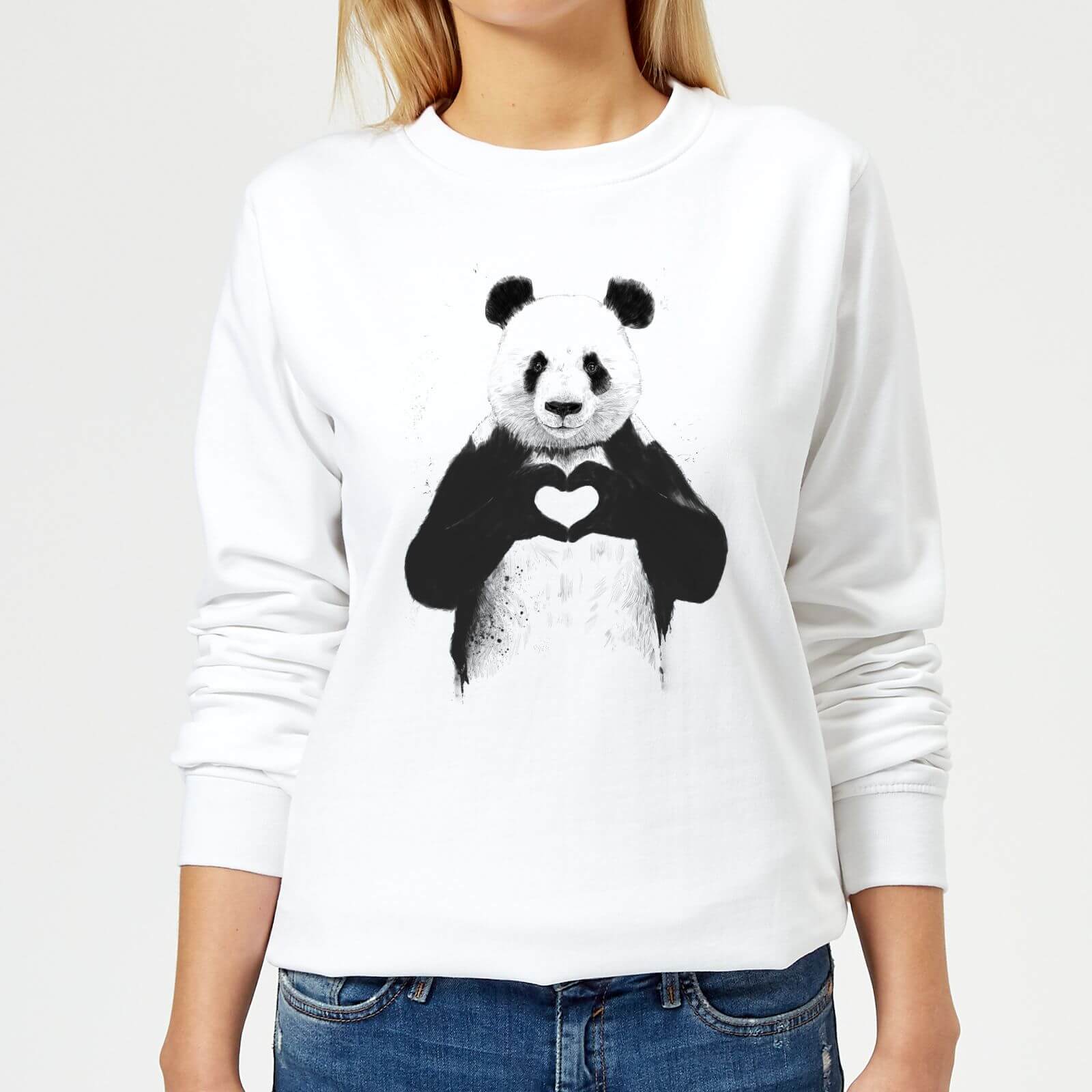 Panda Love Women's Sweatshirt - White - XS - White