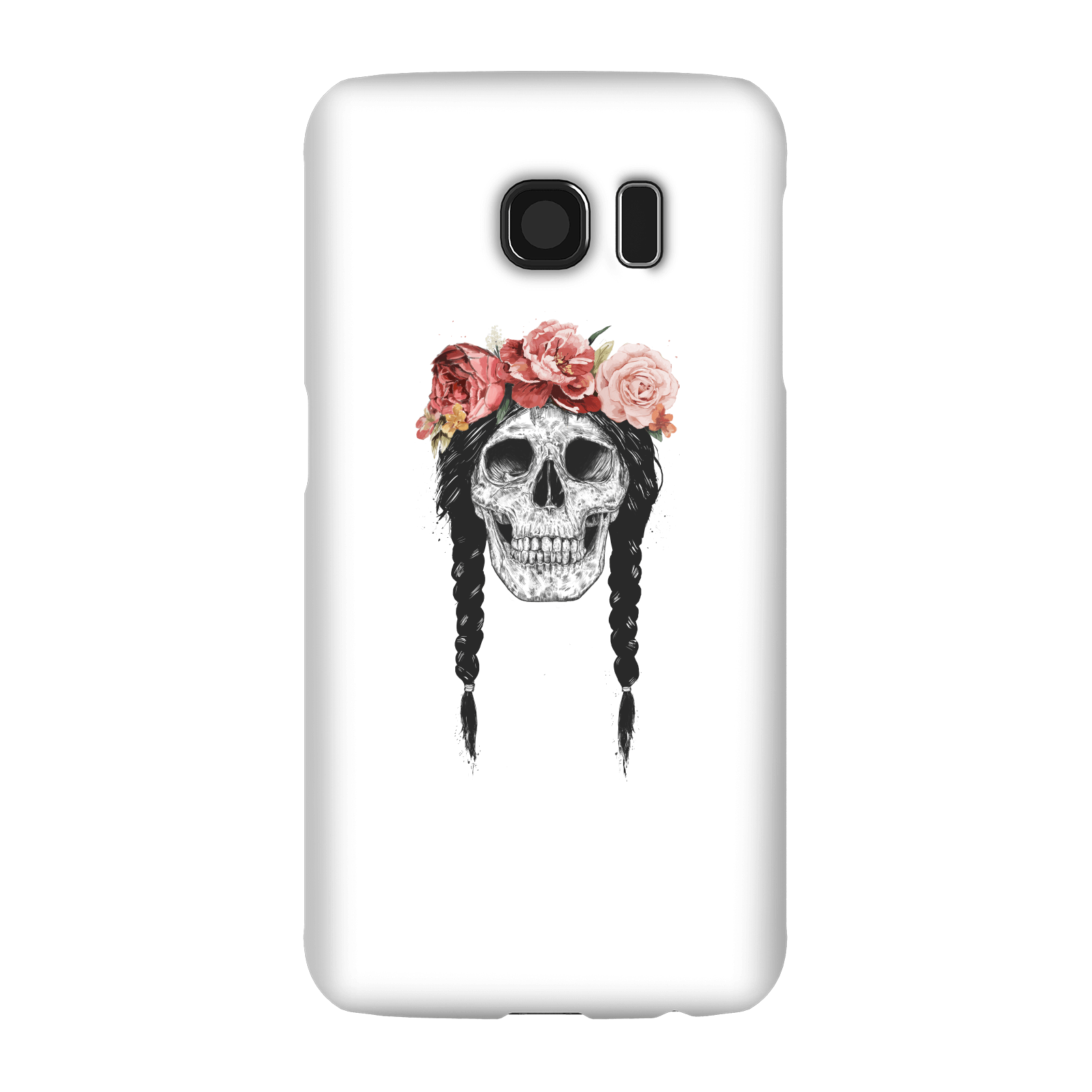 Balazs Solti Skull And Flowers Phone Case for iPhone and Android - Samsung S6 - Snap Case - Matte