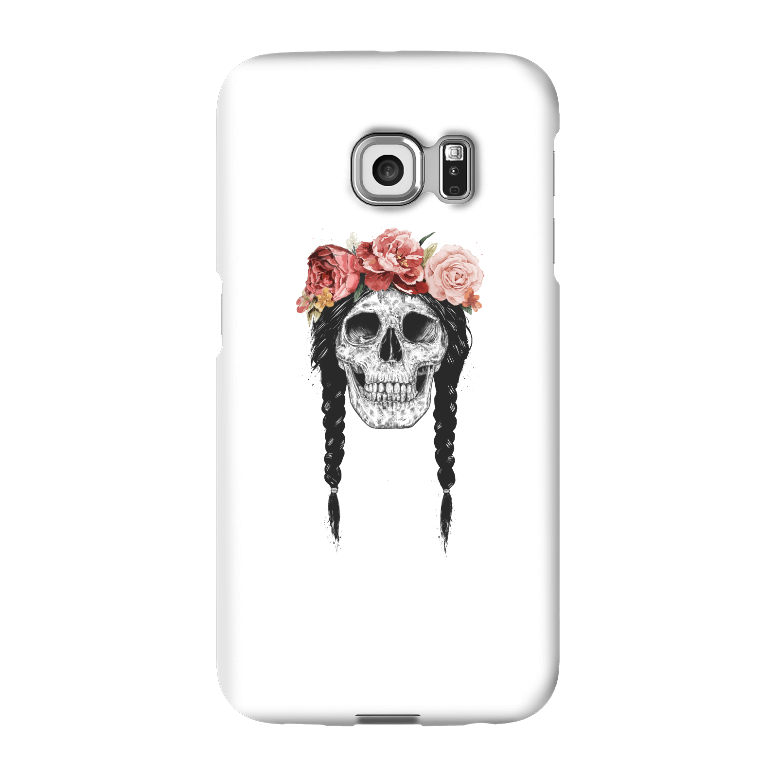 Balazs Solti Skull And Flowers Phone Case for iPhone and Android - Samsung S6 Edge Plus - Snap Case - Matte
