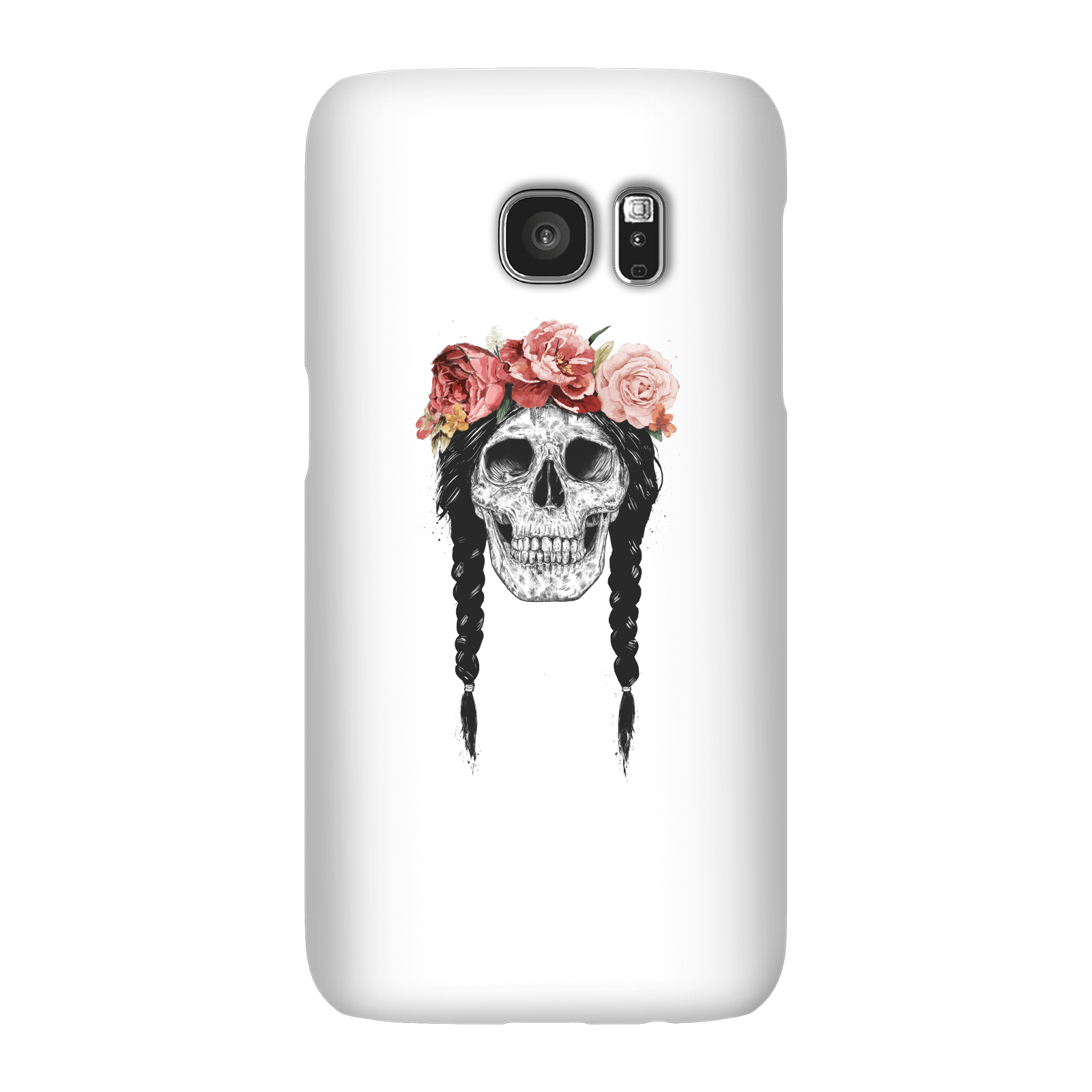 Balazs Solti Skull And Flowers Phone Case for iPhone and Android - Samsung S7 - Snap Case - Matte