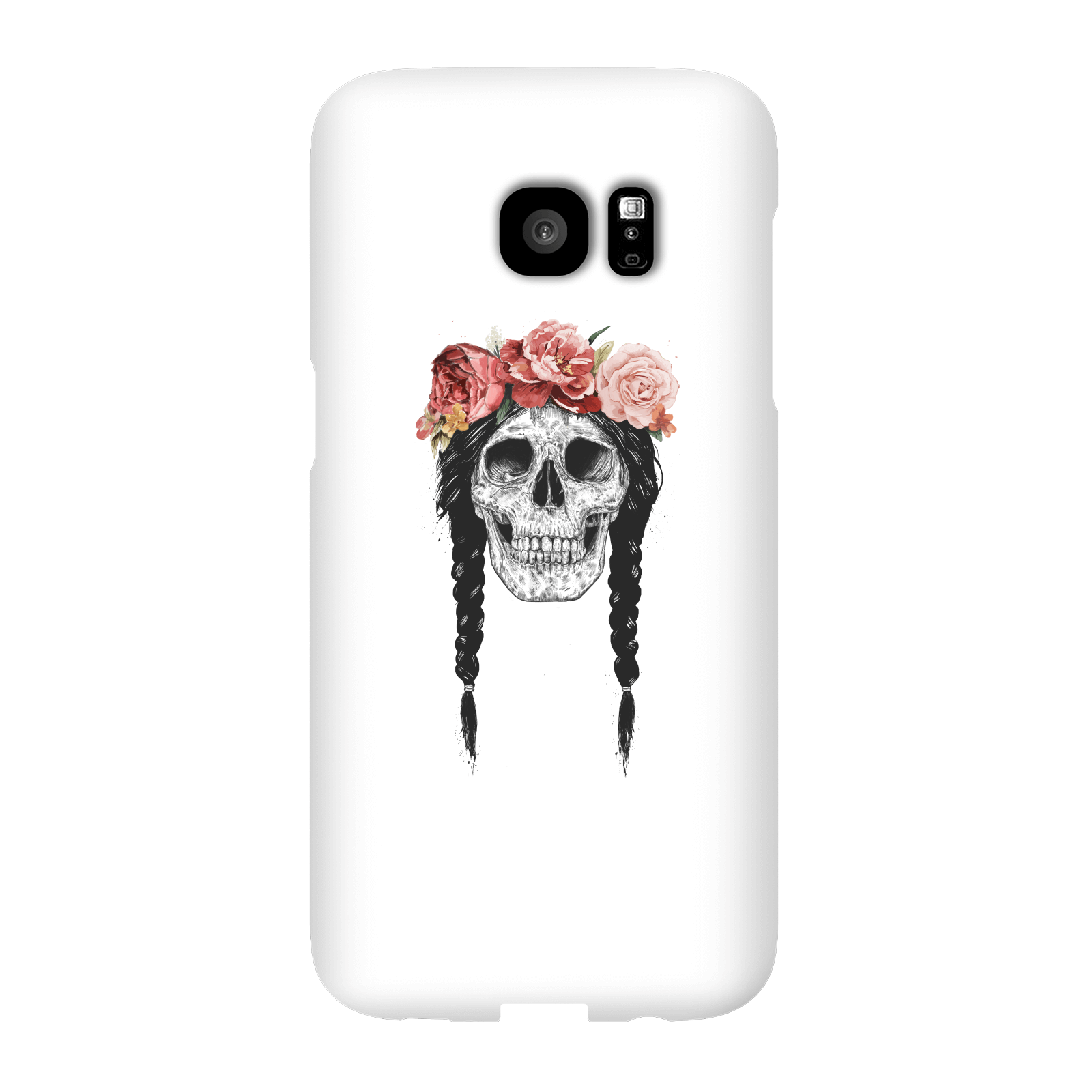 Balazs Solti Skull And Flowers Phone Case for iPhone and Android - Samsung S7 Edge - Snap Case - Gloss