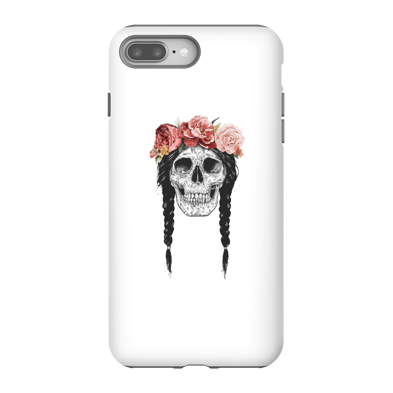 Balazs Solti Skull And Flowers Phone Case for iPhone and Android - iPhone 8 Plus - Tough Case - Gloss