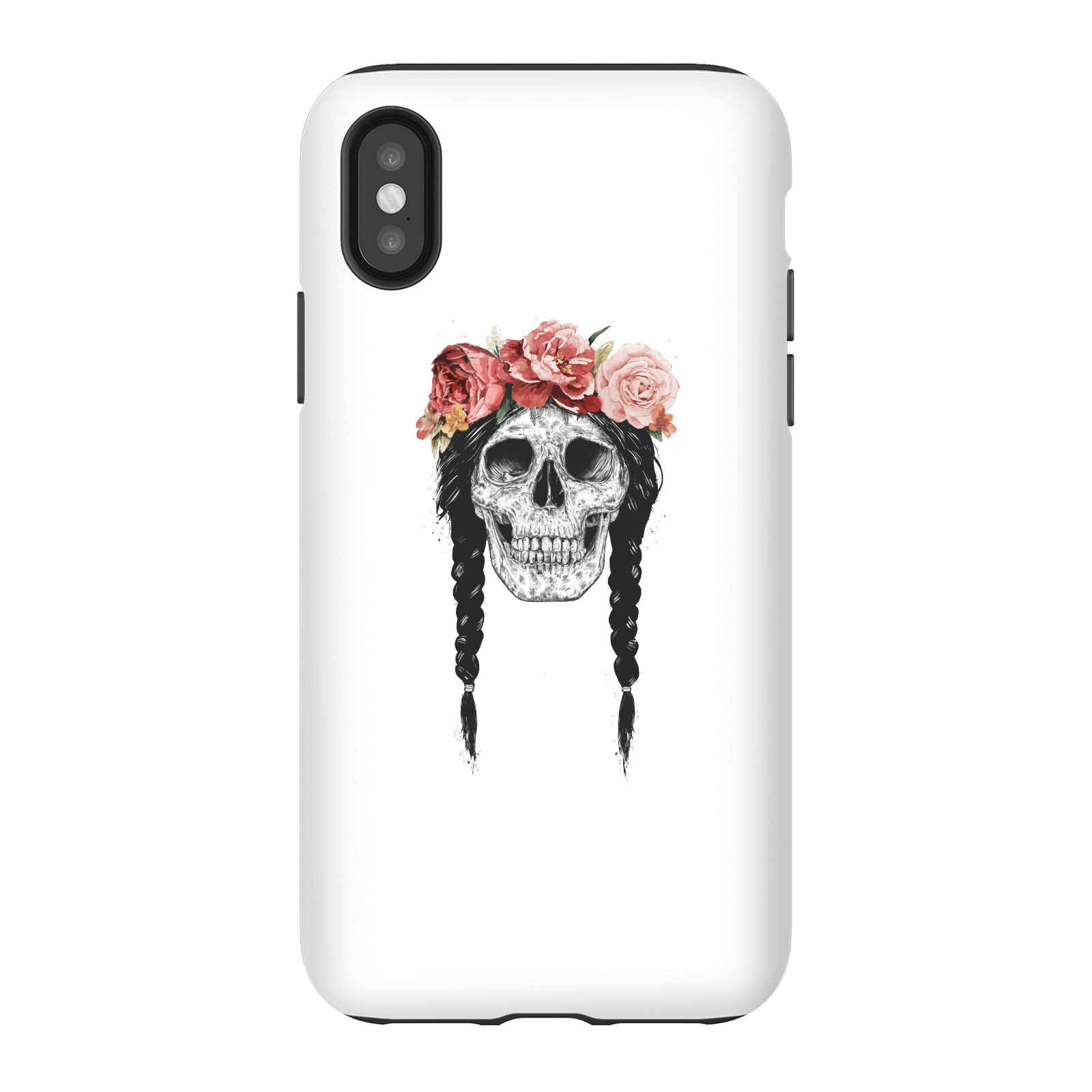 Balazs Solti Skull And Flowers Phone Case for iPhone and Android - iPhone X - Tough Case - Gloss