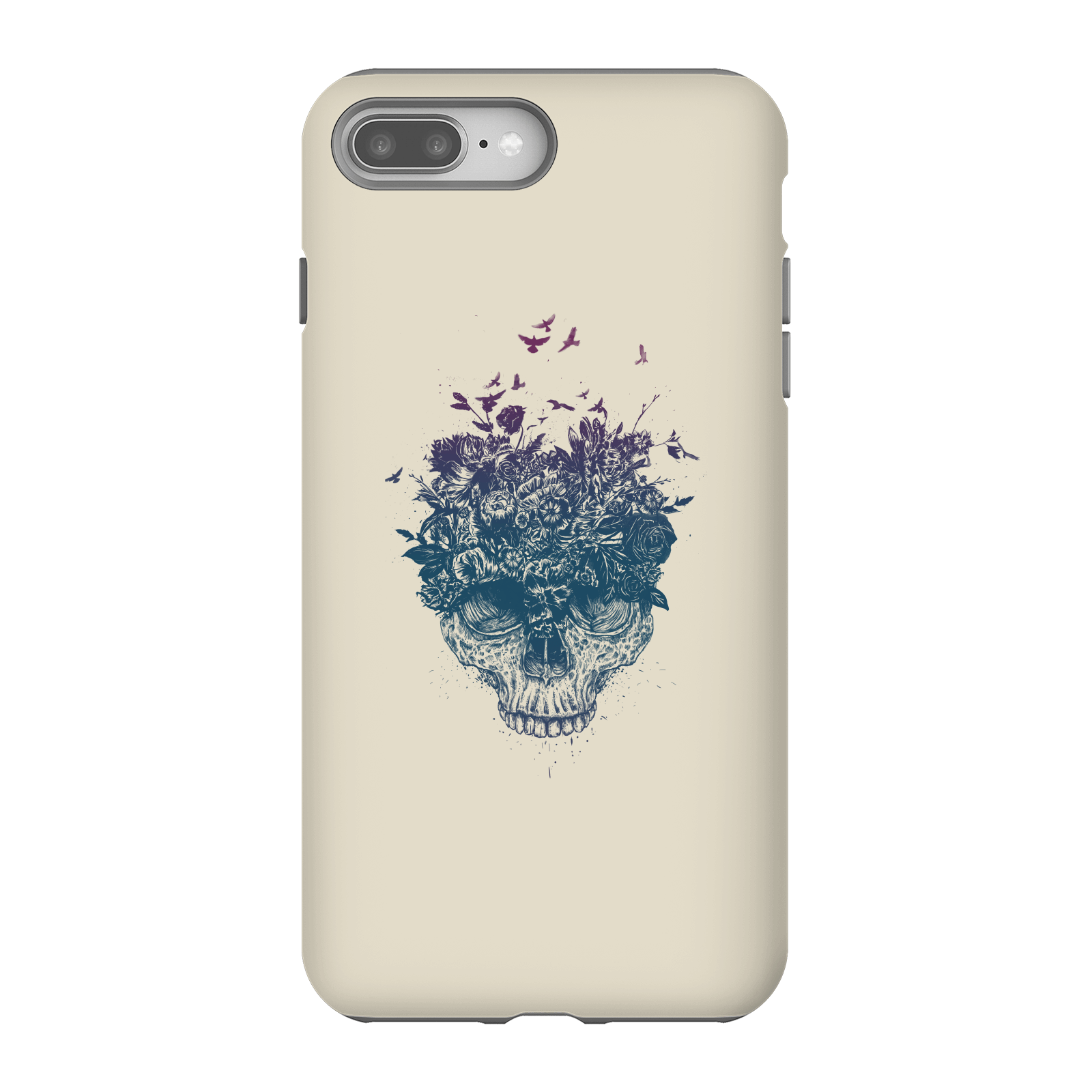 Balazs Solti Skulls And Flowers Phone Case for iPhone and Android - iPhone 8 Plus - Tough Case - Gloss