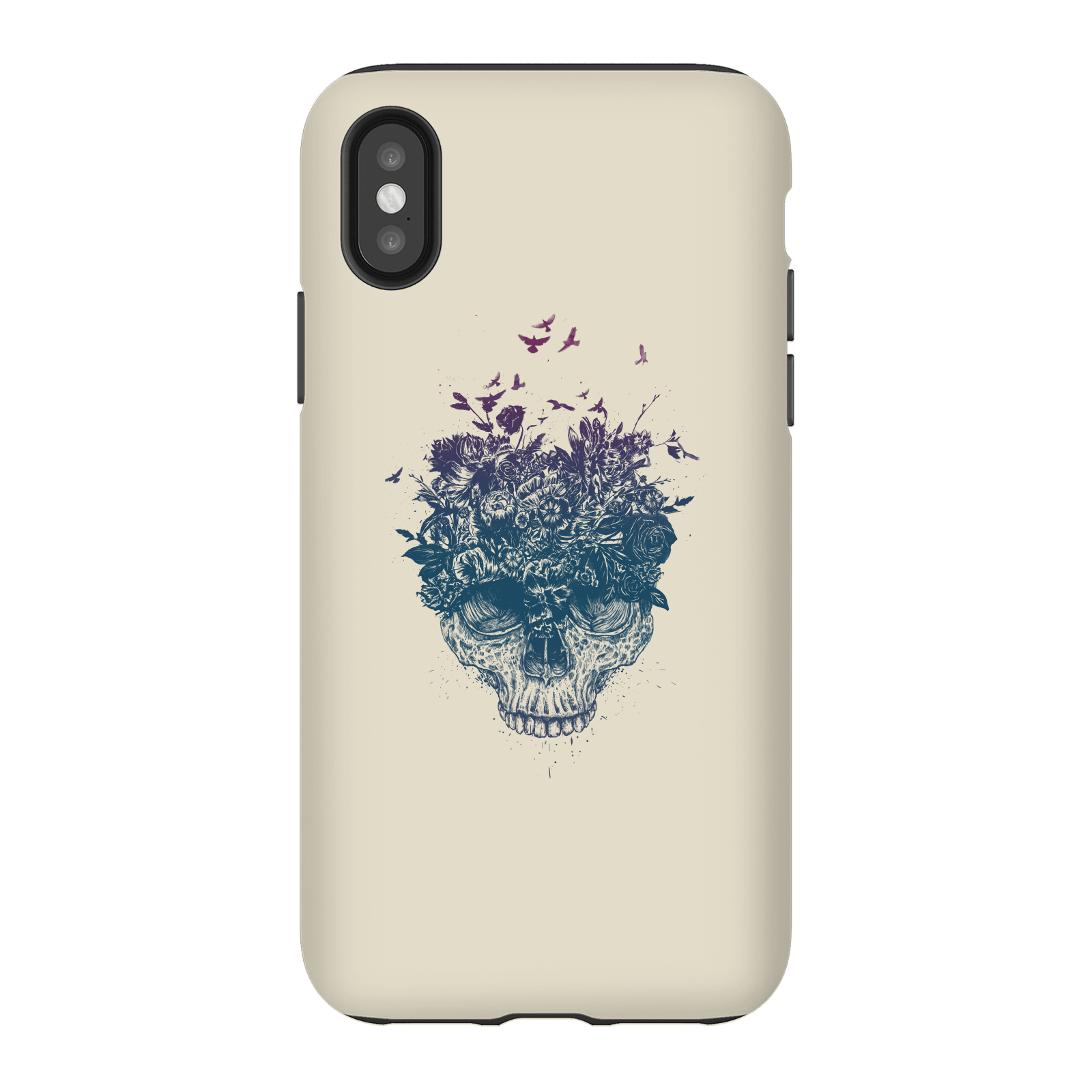 Balazs Solti Skulls And Flowers Phone Case for iPhone and Android - iPhone X - Tough Case - Gloss