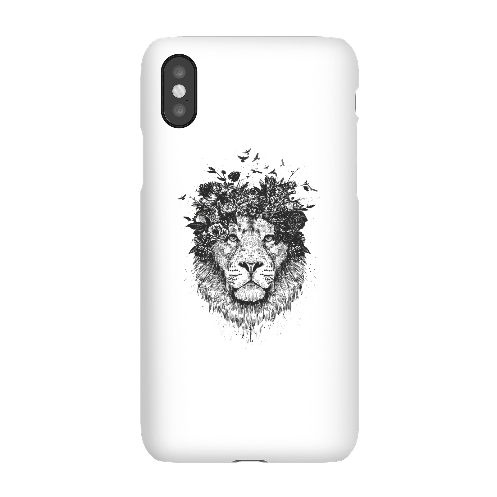 Balazs Solti Lion And Flowers Phone Case for iPhone and Android - iPhone X - Snap Case - Matte