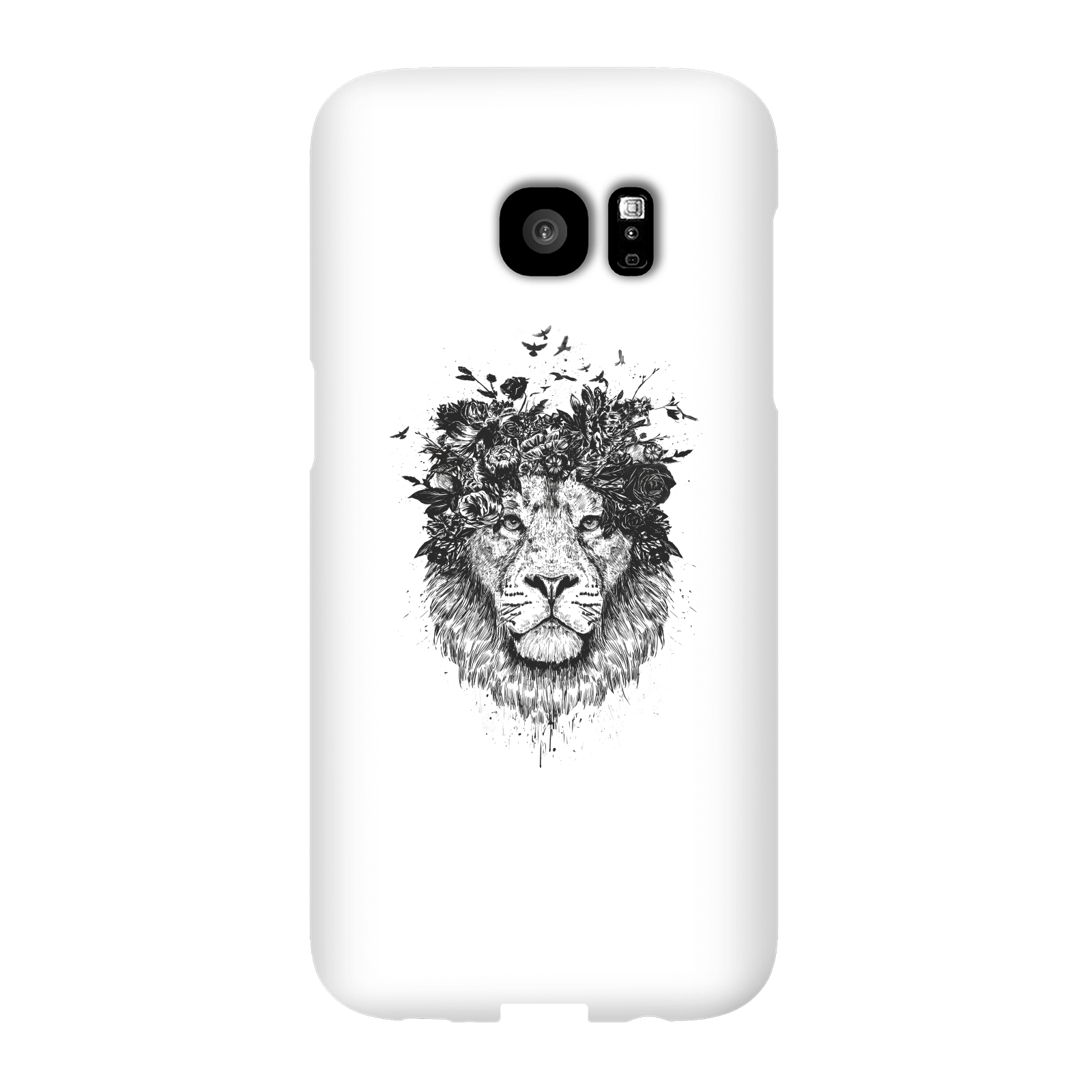 Balazs Solti Lion And Flowers Phone Case for iPhone and Android - Samsung S7 Edge - Snap Case - Gloss