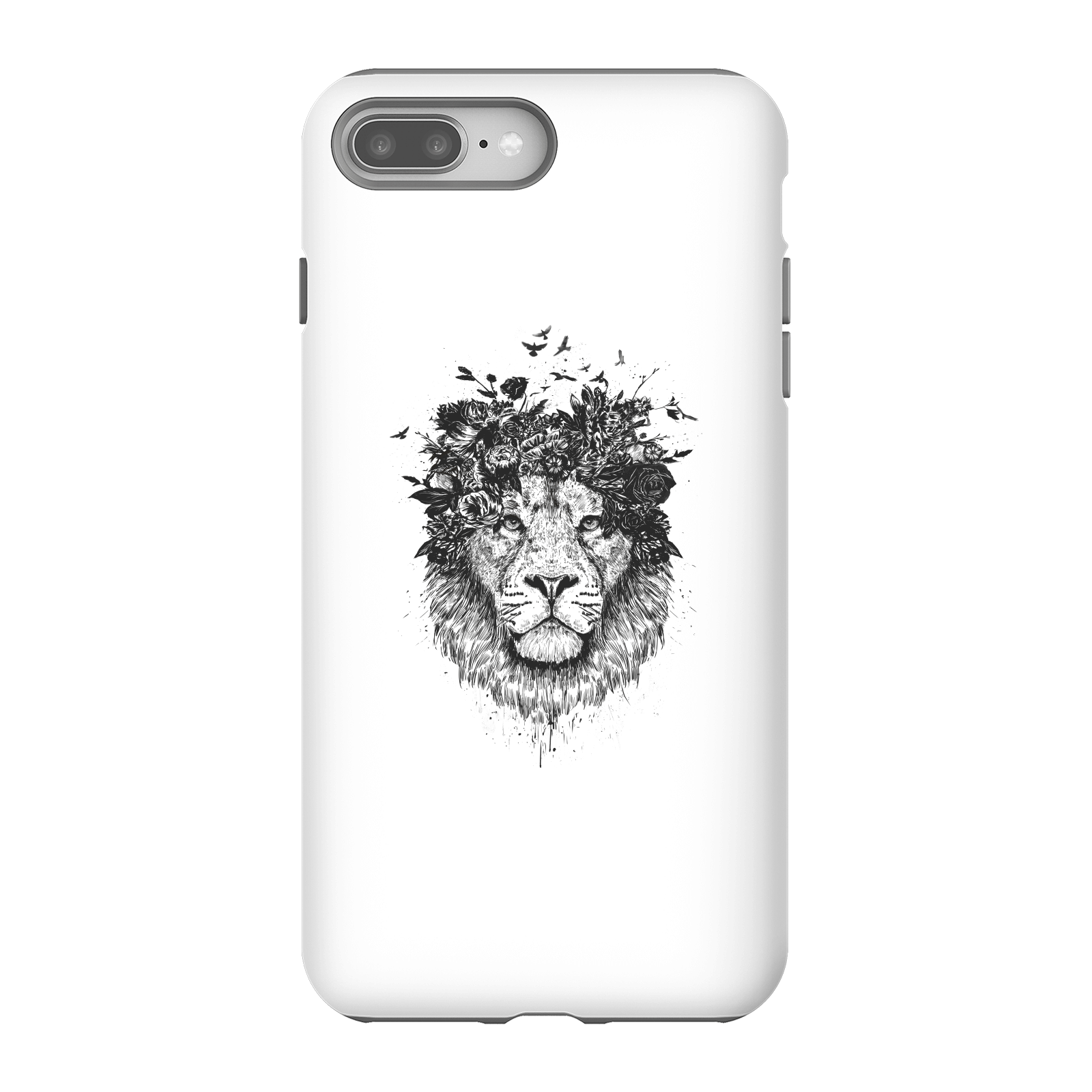 Balazs Solti Lion And Flowers Phone Case for iPhone and Android - iPhone 8 Plus - Tough Case - Gloss