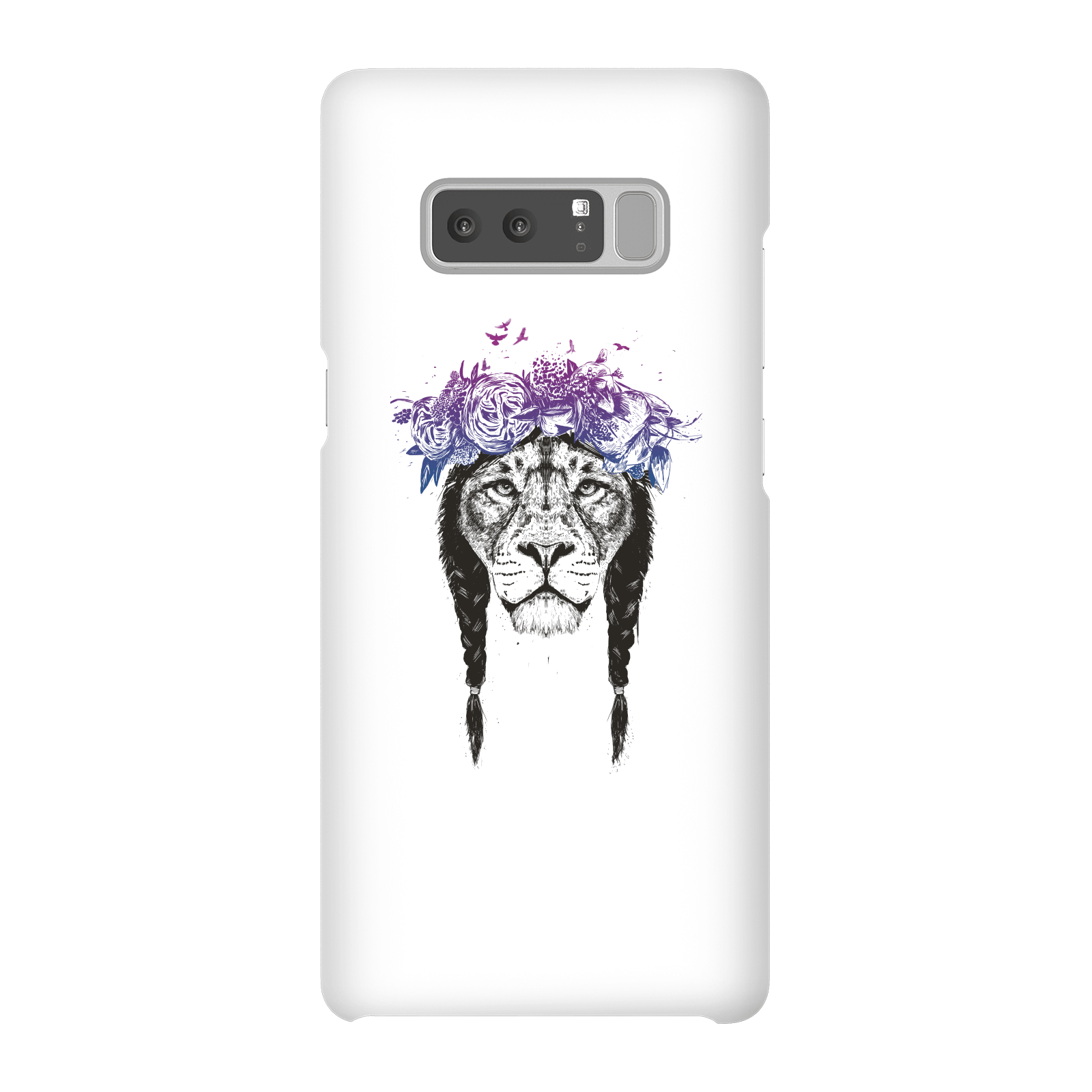 Balazs Solti Lion And Flowers Phone Case for iPhone and Android - Samsung Note 8 - Snap Case - Matte
