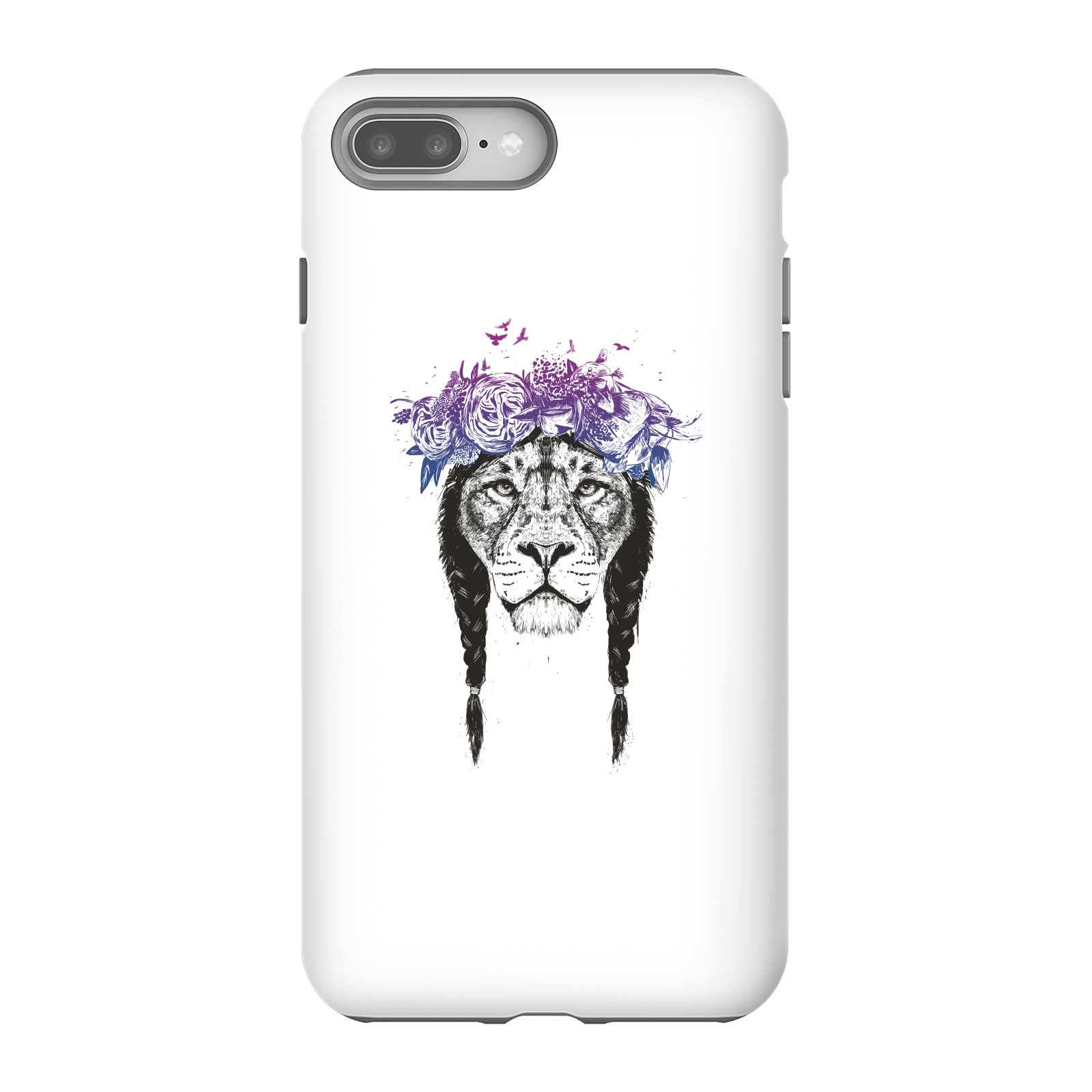 Balazs Solti Lion And Flowers Phone Case for iPhone and Android - iPhone 8 Plus - Tough Case - Matte