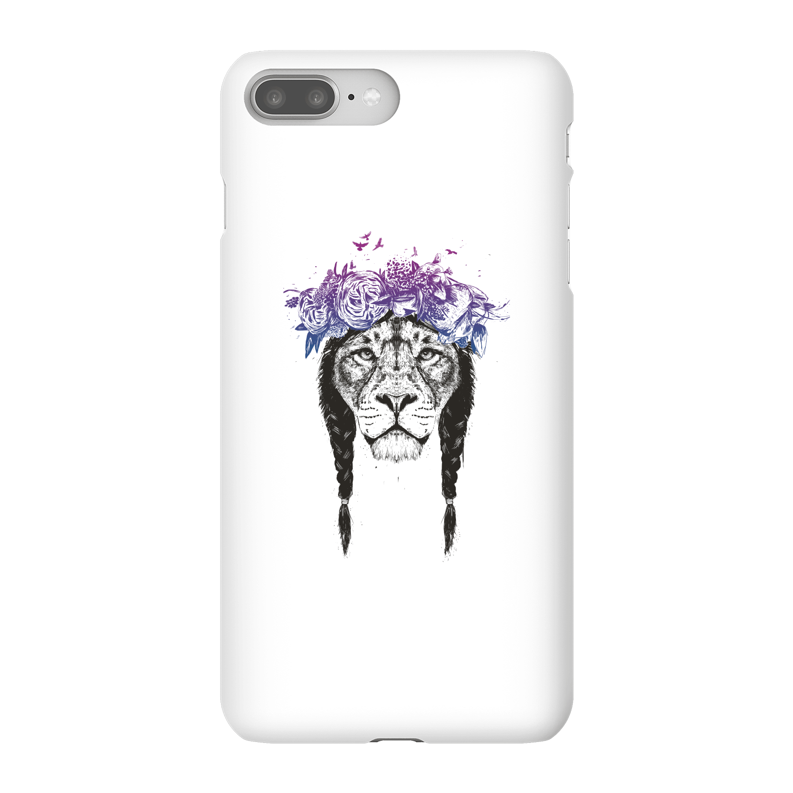 Balazs Solti Lion And Flowers Phone Case for iPhone and Android - iPhone 8 Plus - Snap Case - Gloss