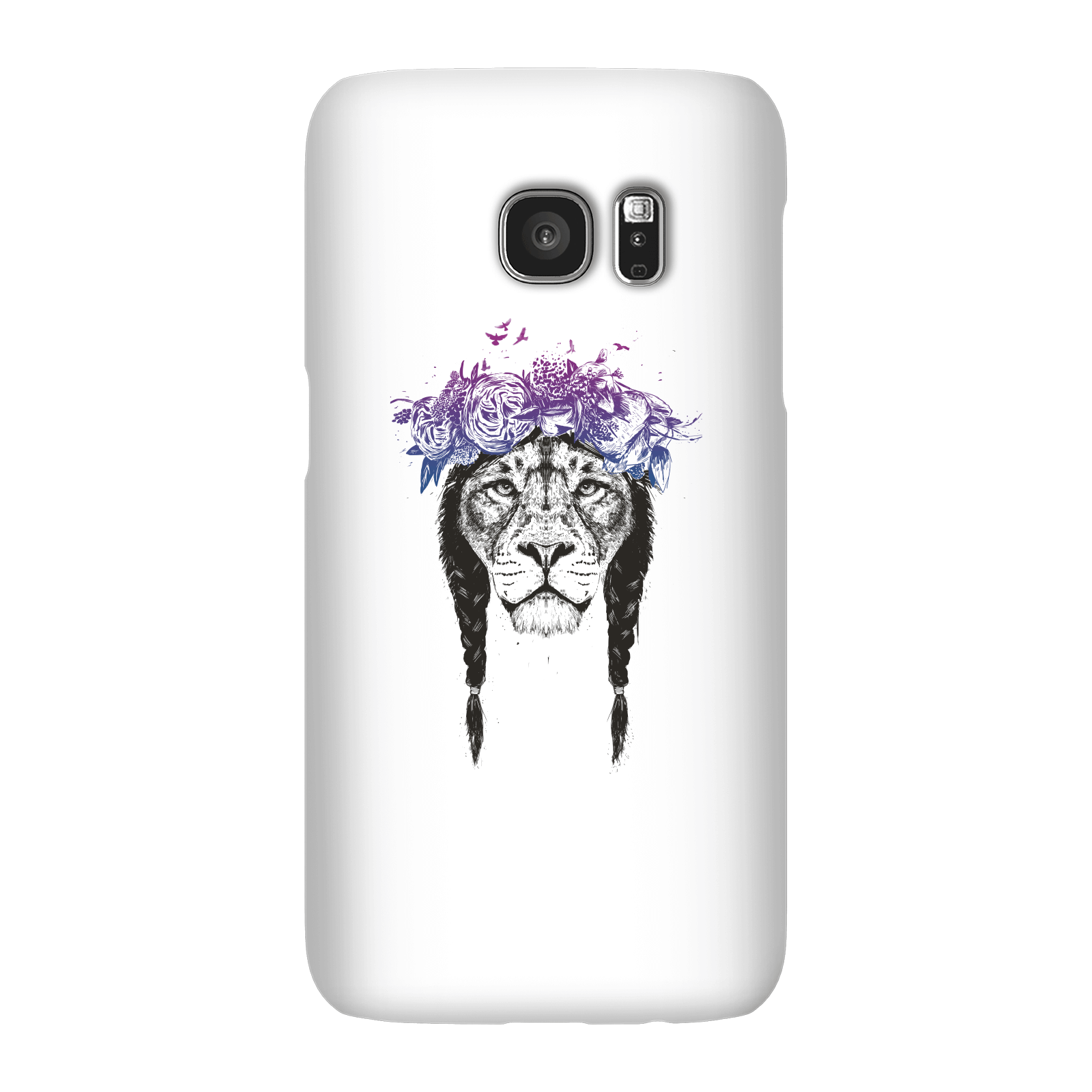Balazs Solti Lion And Flowers Phone Case for iPhone and Android - Samsung S7 - Snap Case - Gloss