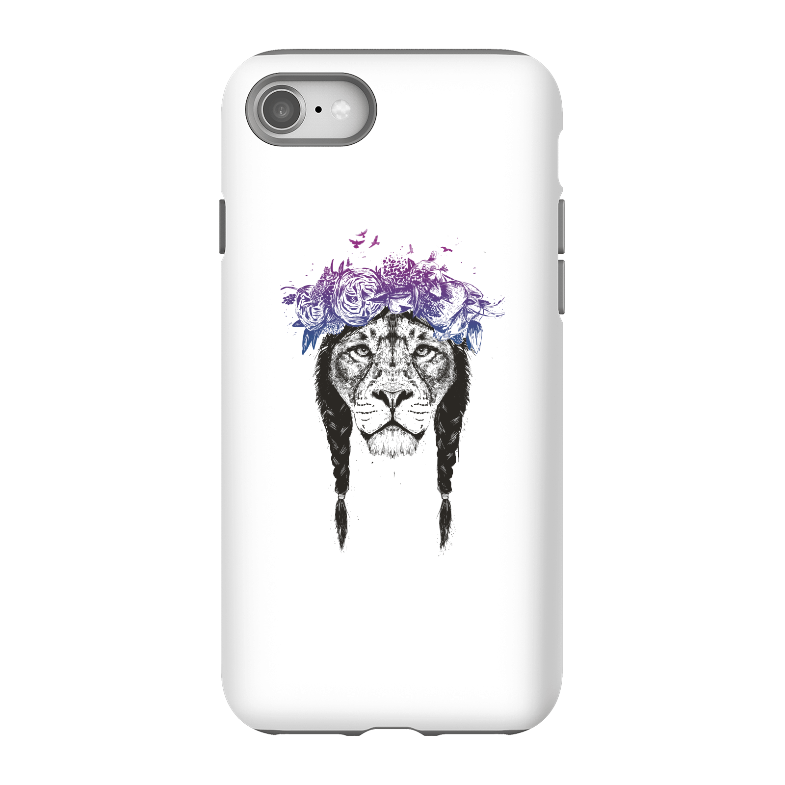 Balazs Solti Lion And Flowers Phone Case for iPhone and Android - iPhone 8 - Tough Case - Gloss