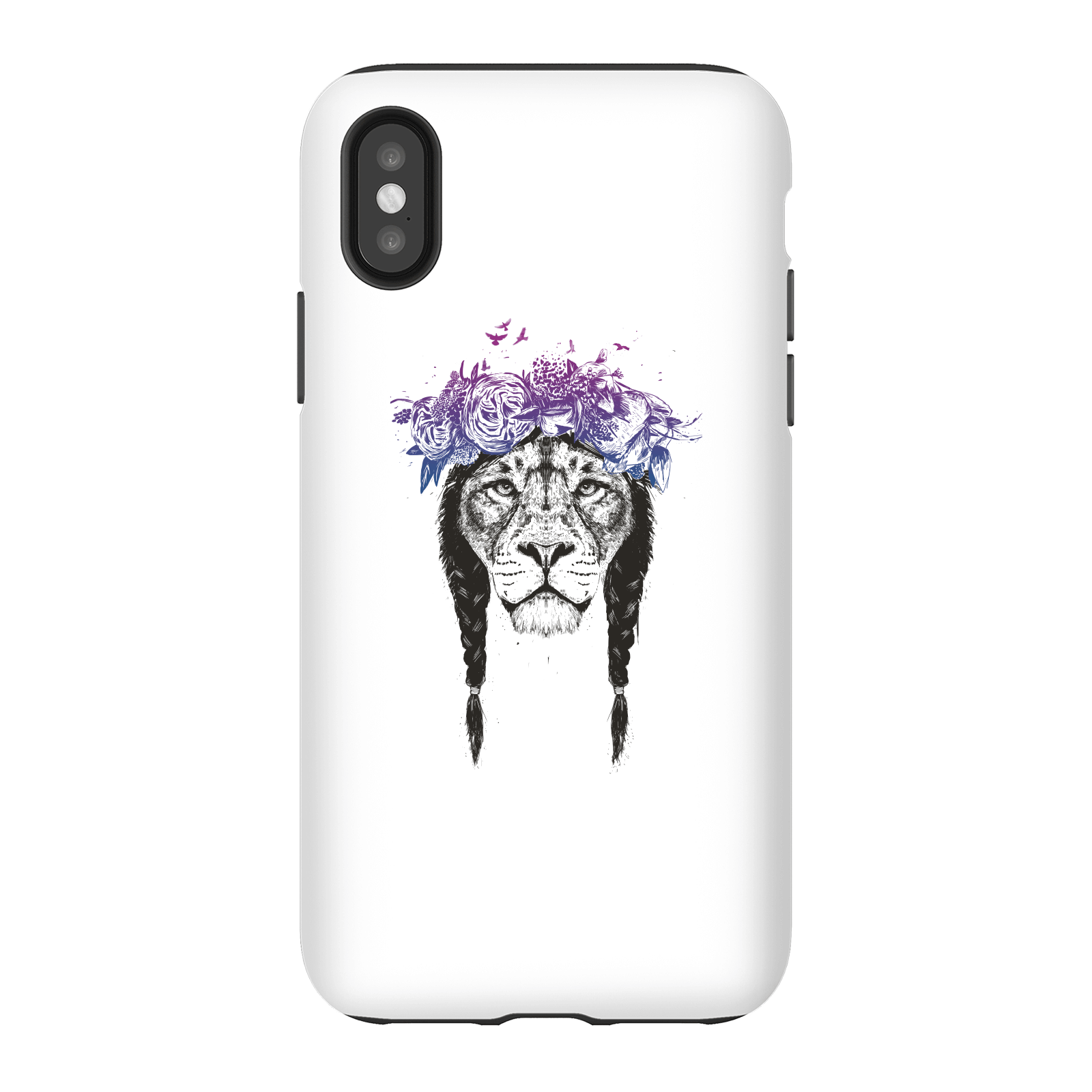 Balazs Solti Lion And Flowers Phone Case for iPhone and Android - iPhone X - Tough Case - Gloss
