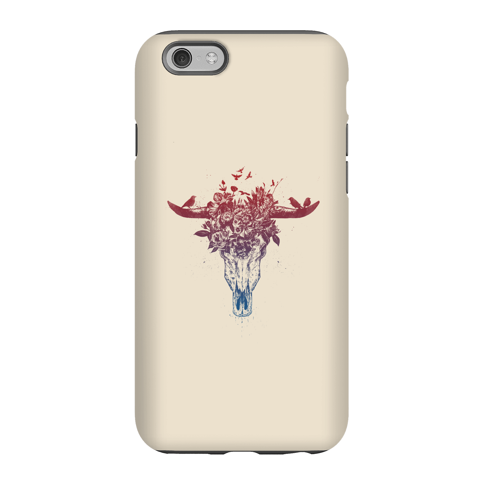 Balazs Solti Skulls And Flowers Phone Case for iPhone and Android - iPhone 6 - Tough Case - Gloss