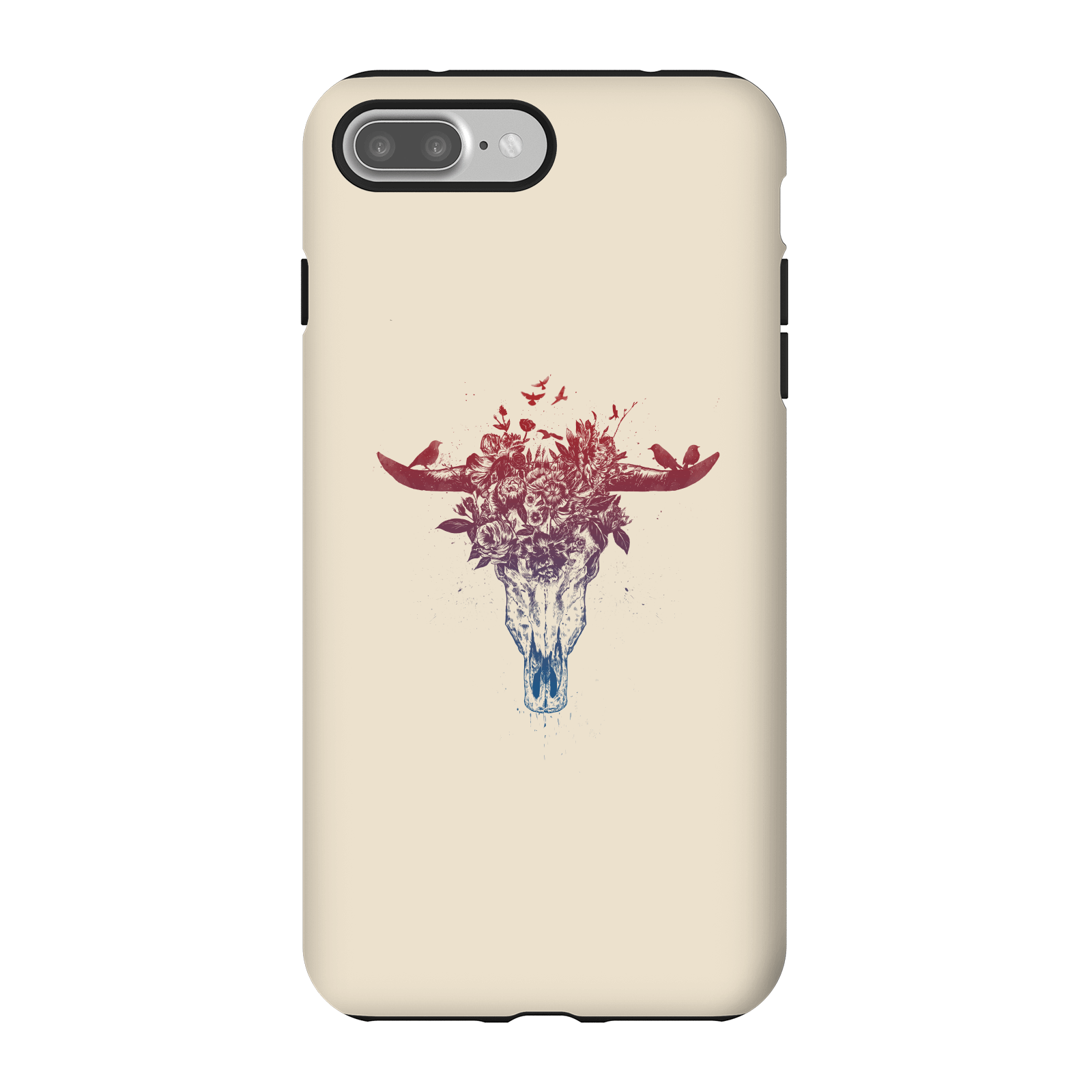 Balazs Solti Skulls And Flowers Phone Case for iPhone and Android - iPhone 7 Plus - Tough Case - Gloss