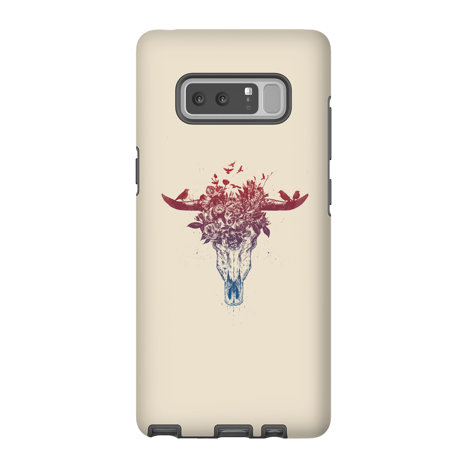 Balazs Solti Skulls And Flowers Phone Case for iPhone and Android - Samsung Note 8 - Tough Case - Gloss