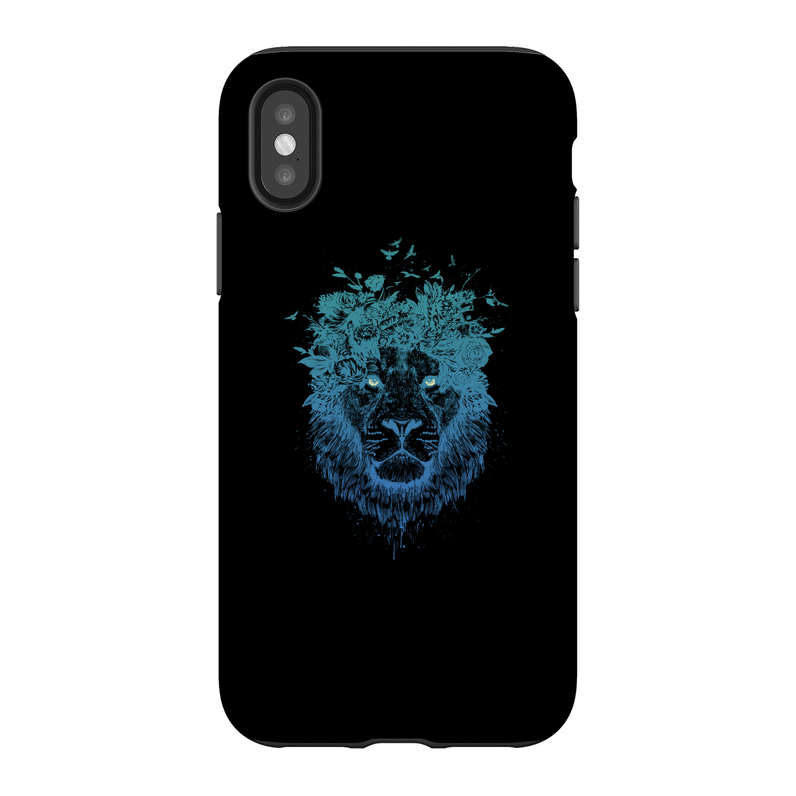 Balazs Solti Lion And Butterflies Phone Case for iPhone and Android - iPhone X - Tough Case - Matte